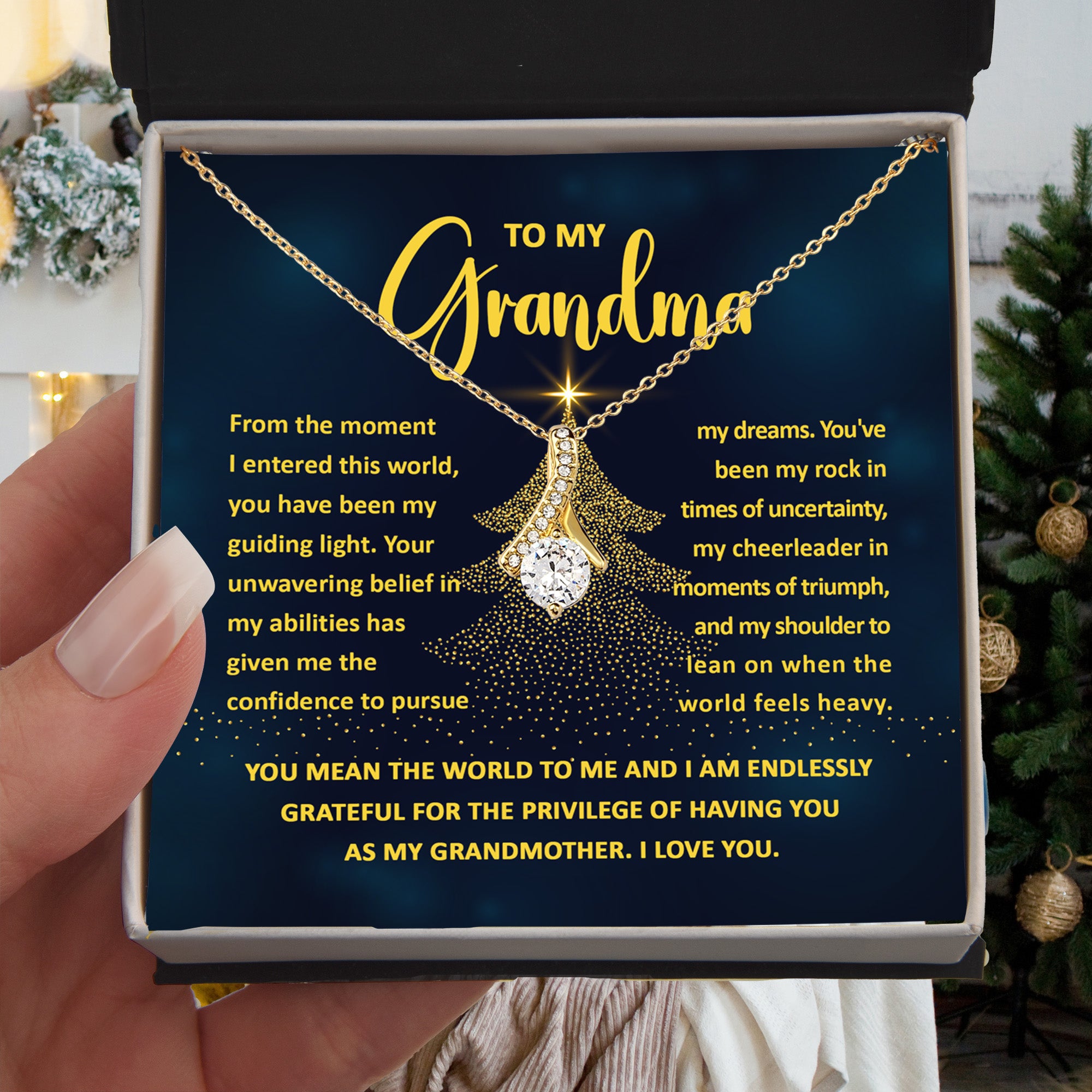 To My Grandma – Christmas Guiding Light Necklace Gift | Heartfelt Holiday Jewelry for Grandmother