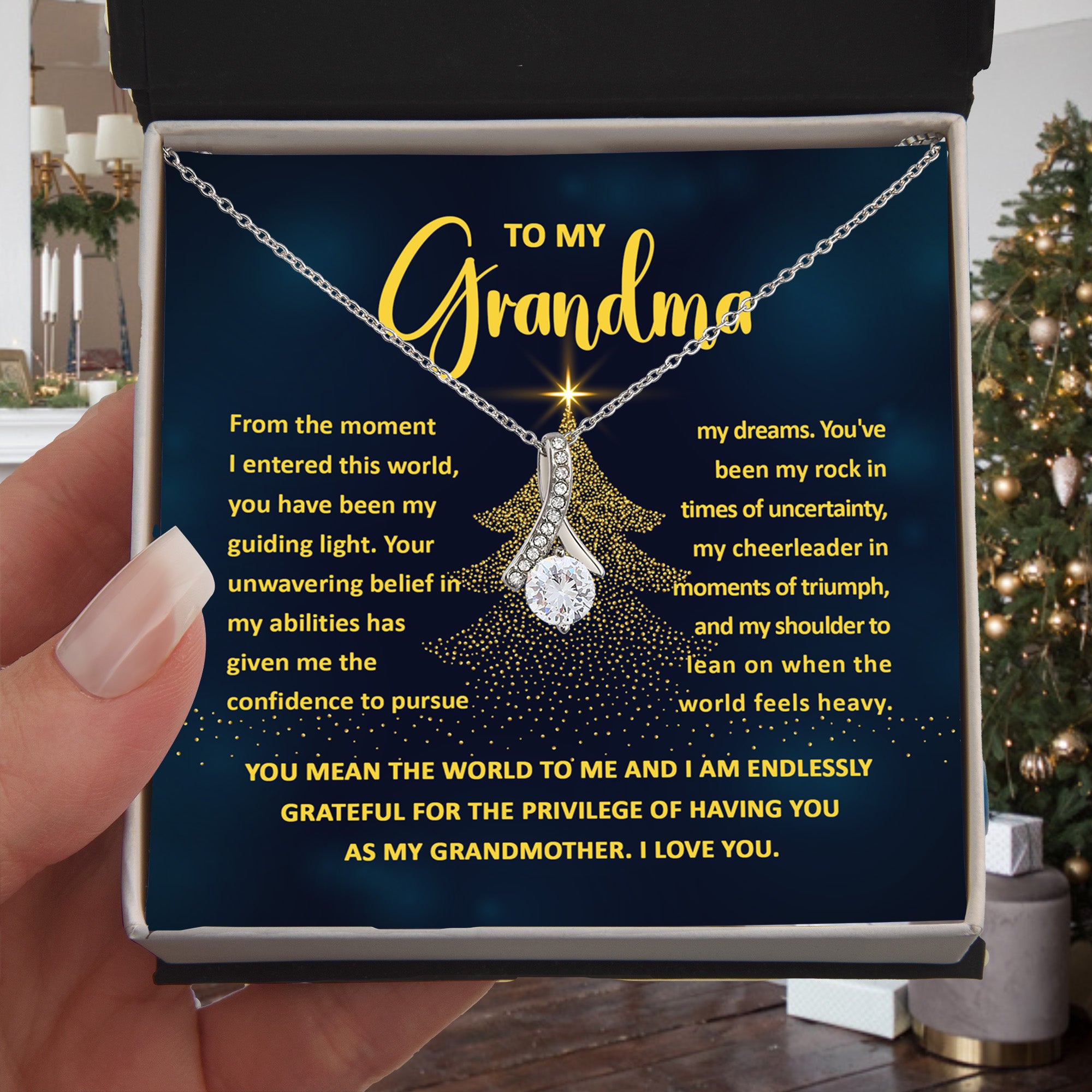To My Grandma – Christmas Guiding Light Necklace Gift | Heartfelt Holiday Jewelry for Grandmother