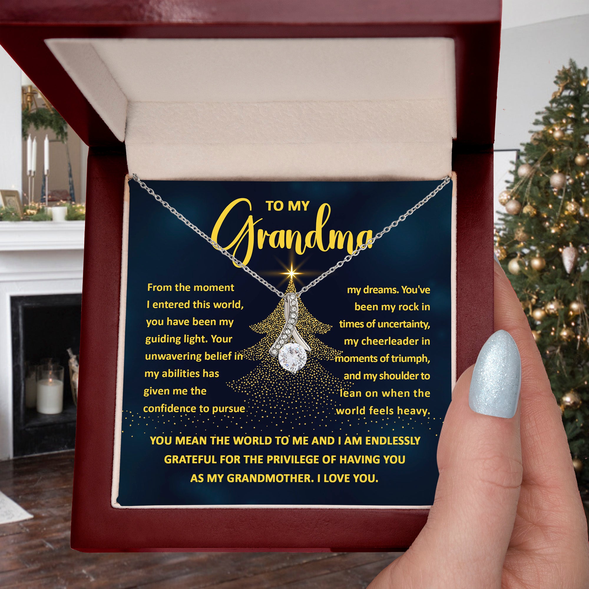 To My Grandma – Christmas Guiding Light Necklace Gift | Heartfelt Holiday Jewelry for Grandmother