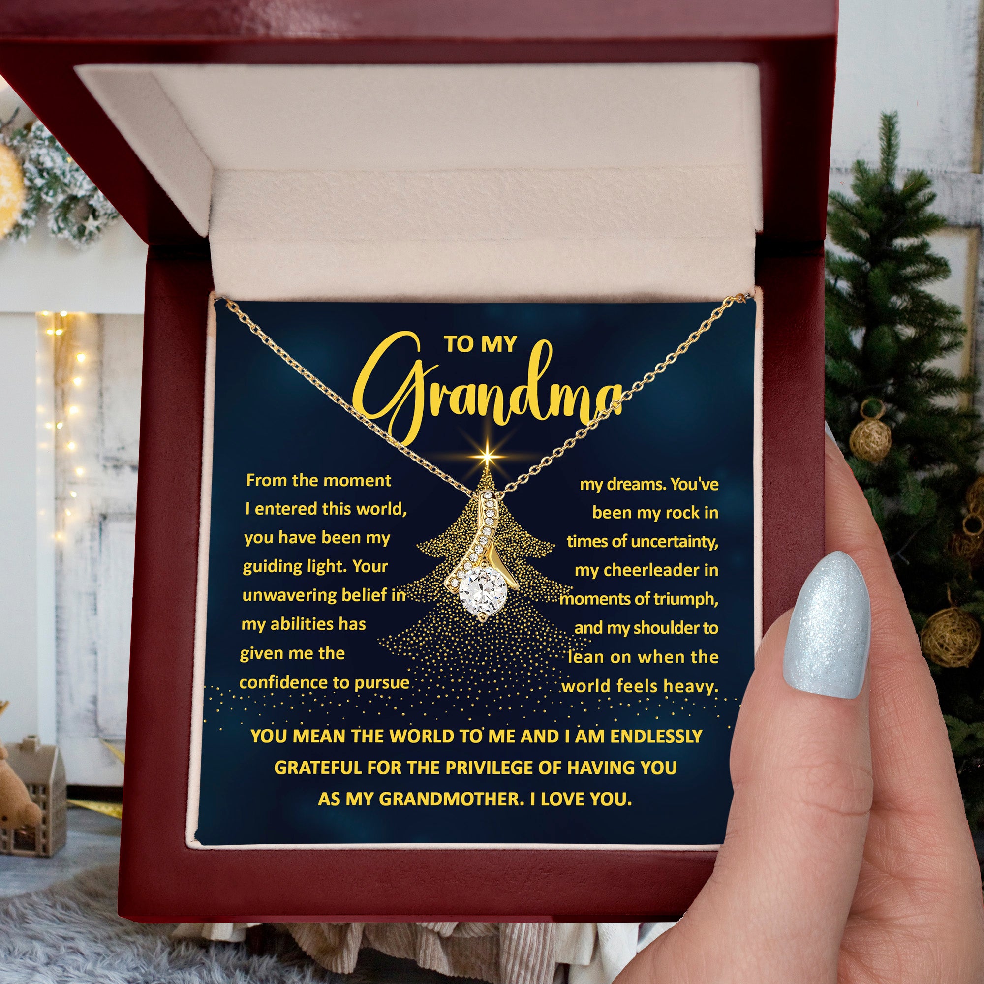 To My Grandma – Christmas Guiding Light Necklace Gift | Heartfelt Holiday Jewelry for Grandmother