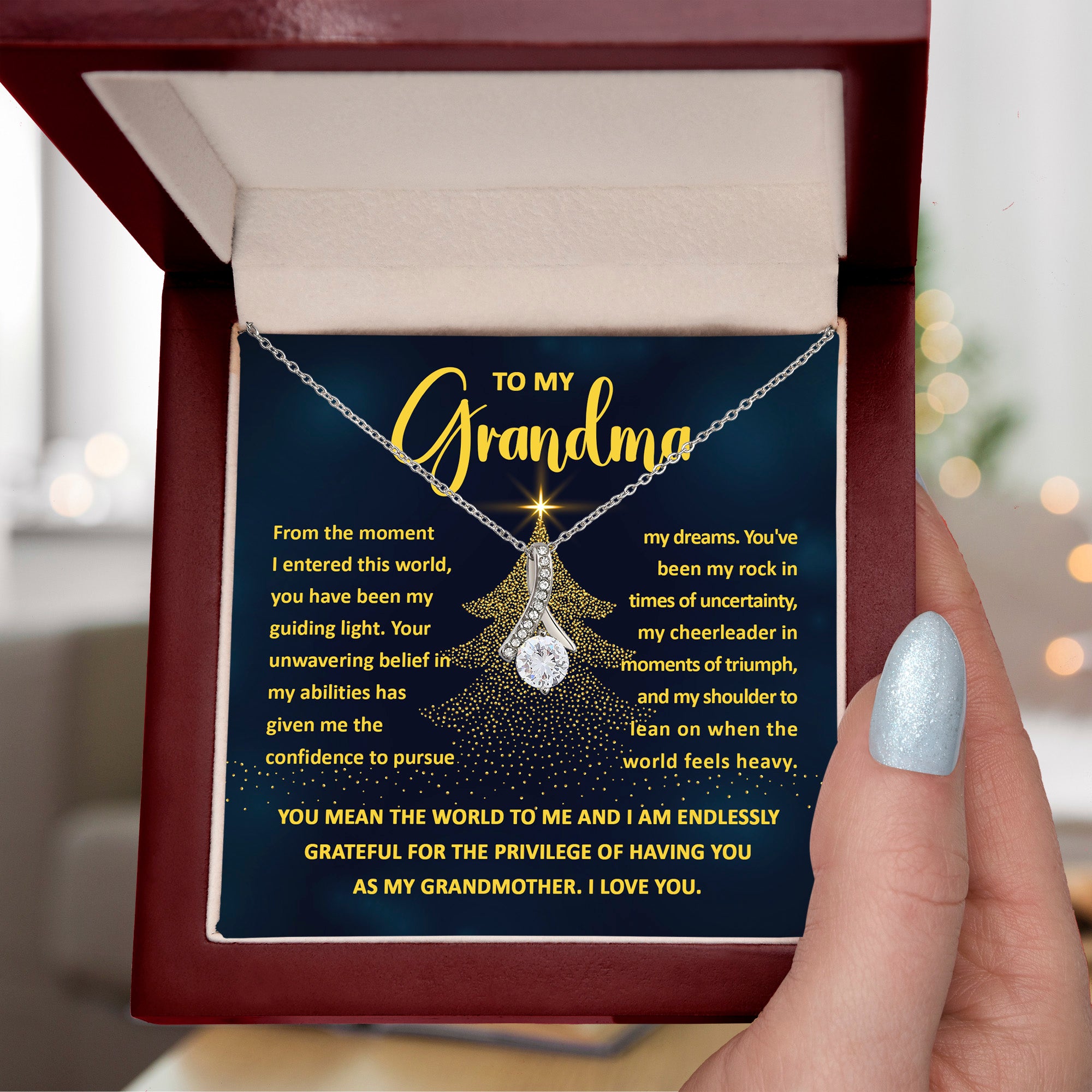 To My Grandma – Christmas Guiding Light Necklace Gift | Heartfelt Holiday Jewelry for Grandmother