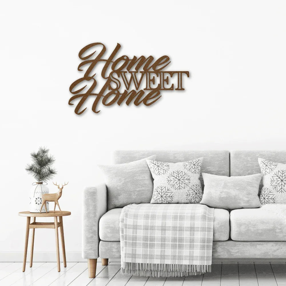 Home Sweet Home Steel Sign, Farmhouse Wall Decor, Script Metal Wall Art, Rustic Home Decor, Housewarming Gift
