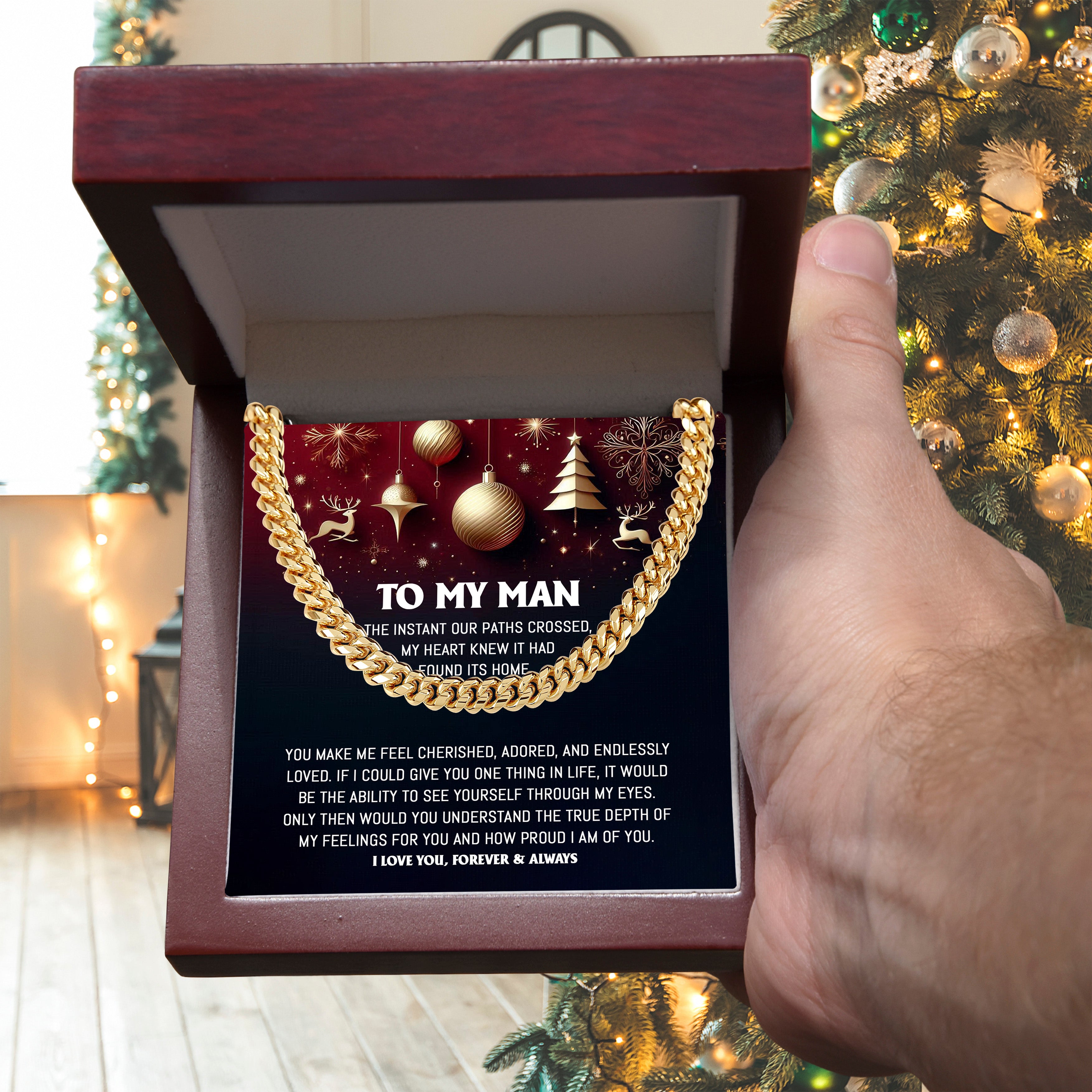 To My Man Cuban Chain Necklace | Romantic Holiday Gift for Him from Her
