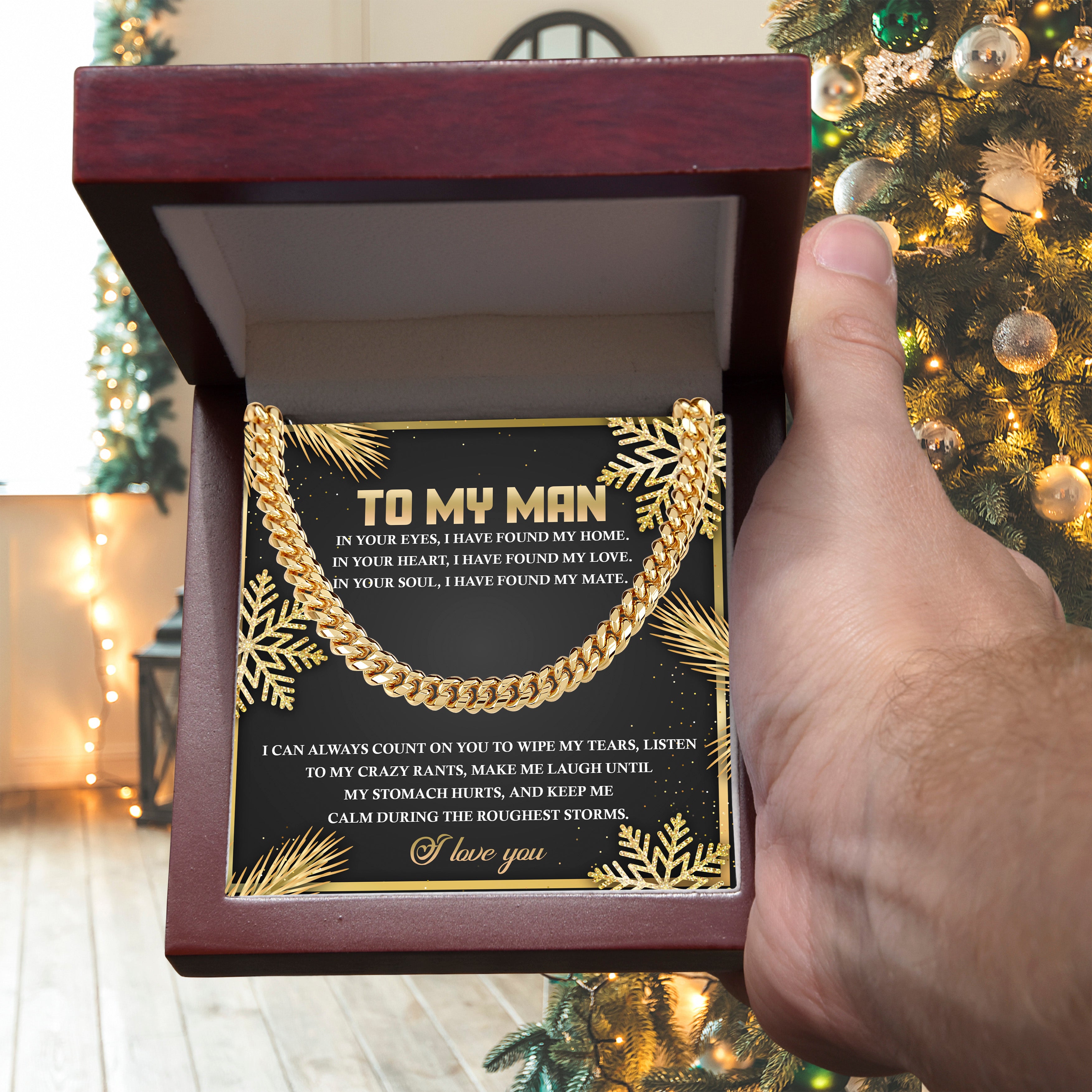 To My Man Cuban Chain Necklace – Romantic Holiday Gift for Him