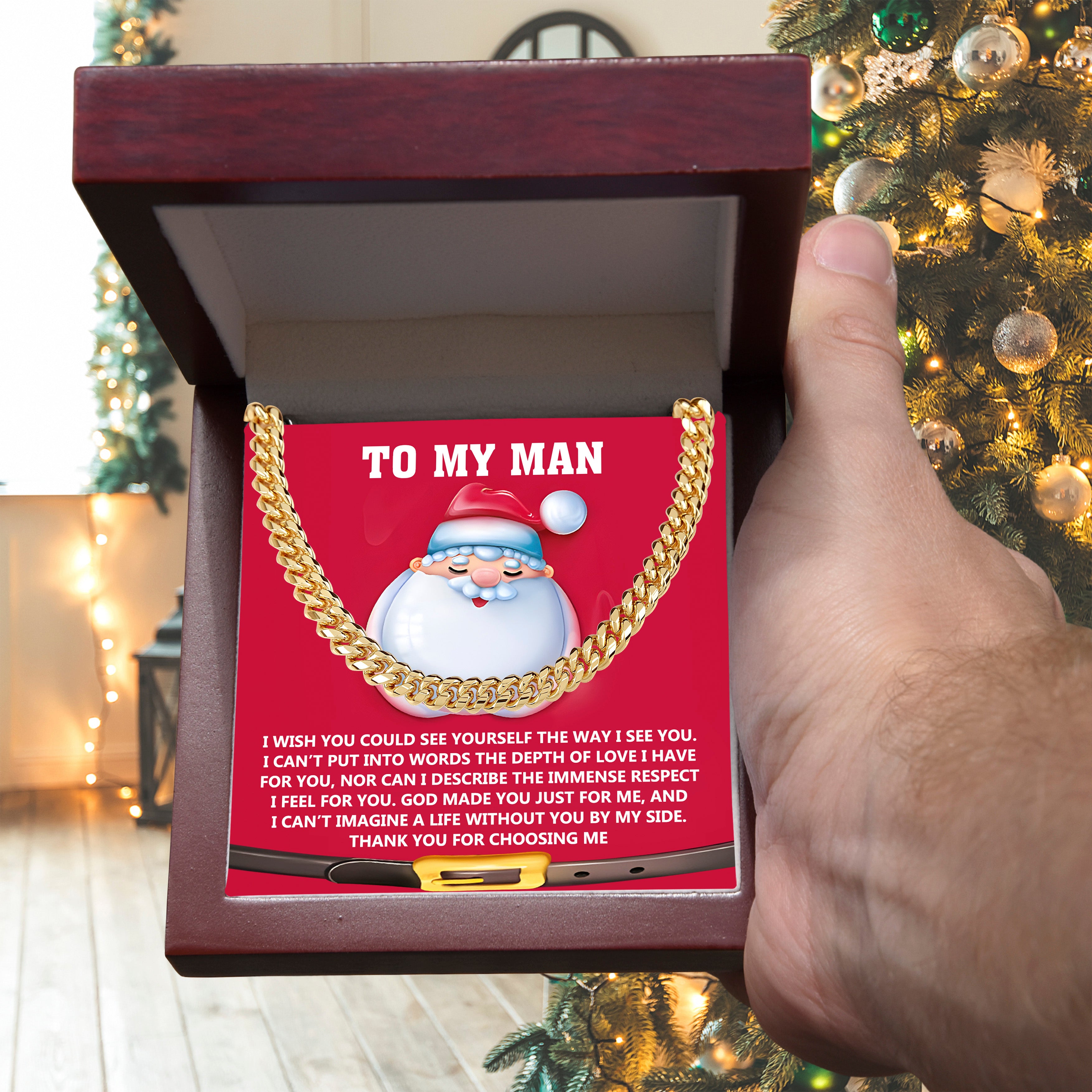 To My Man “God Made You Just for Me” Christmas Message Card | Romantic Faith-Based Gift for Soulmate, Husband or Boyfriend