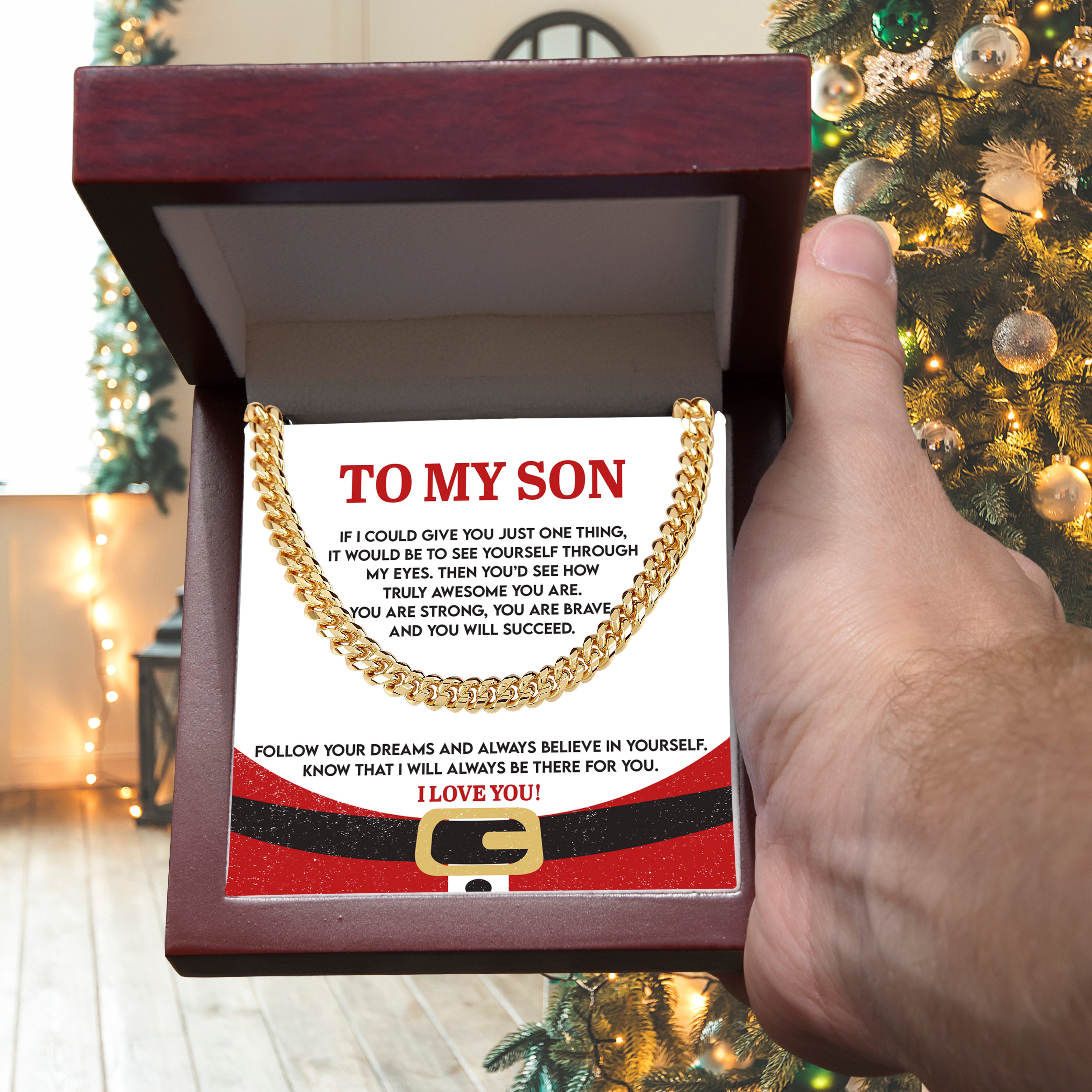 To My Son “See Yourself Through My Eyes” Christmas Message Card | Inspirational Gift for Son | Holiday Encouragement & Love Keepsake