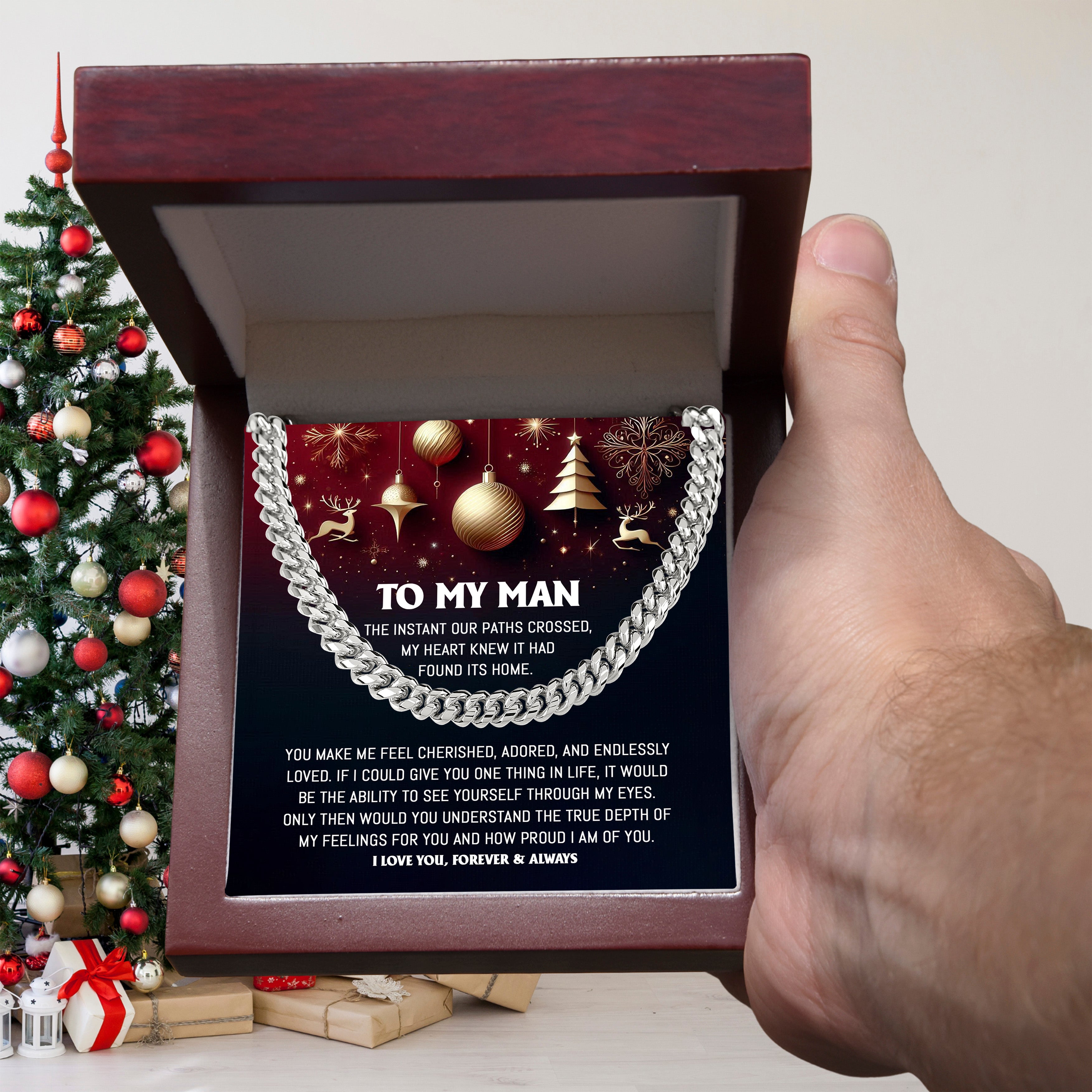 To My Man Cuban Chain Necklace | Romantic Holiday Gift for Him from Her