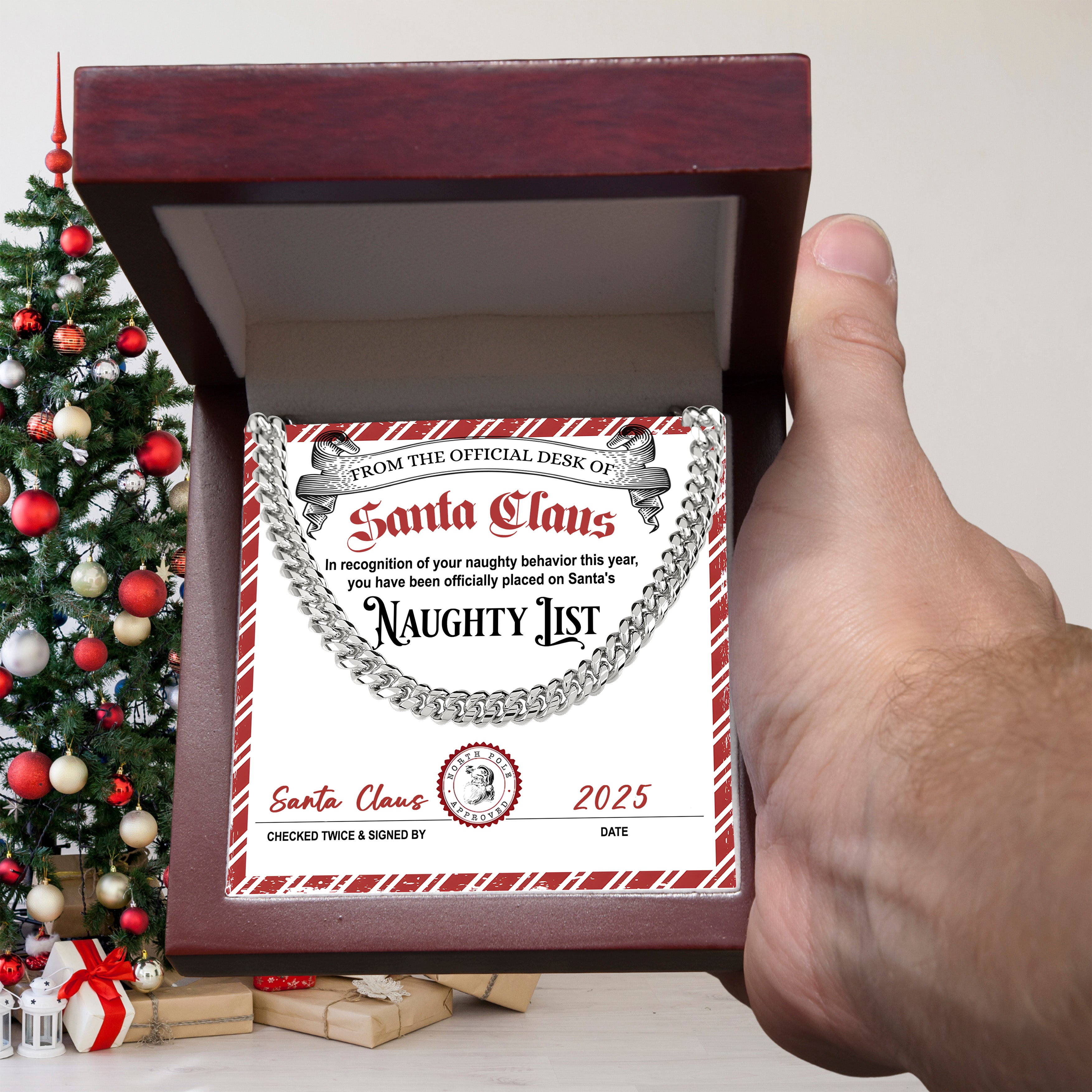 Santa's Naughty List Message Card | Funny Christmas Gift for Him | Naughty Behavior Holiday Keepsake for Husband. Soulmate, or Boyfriend