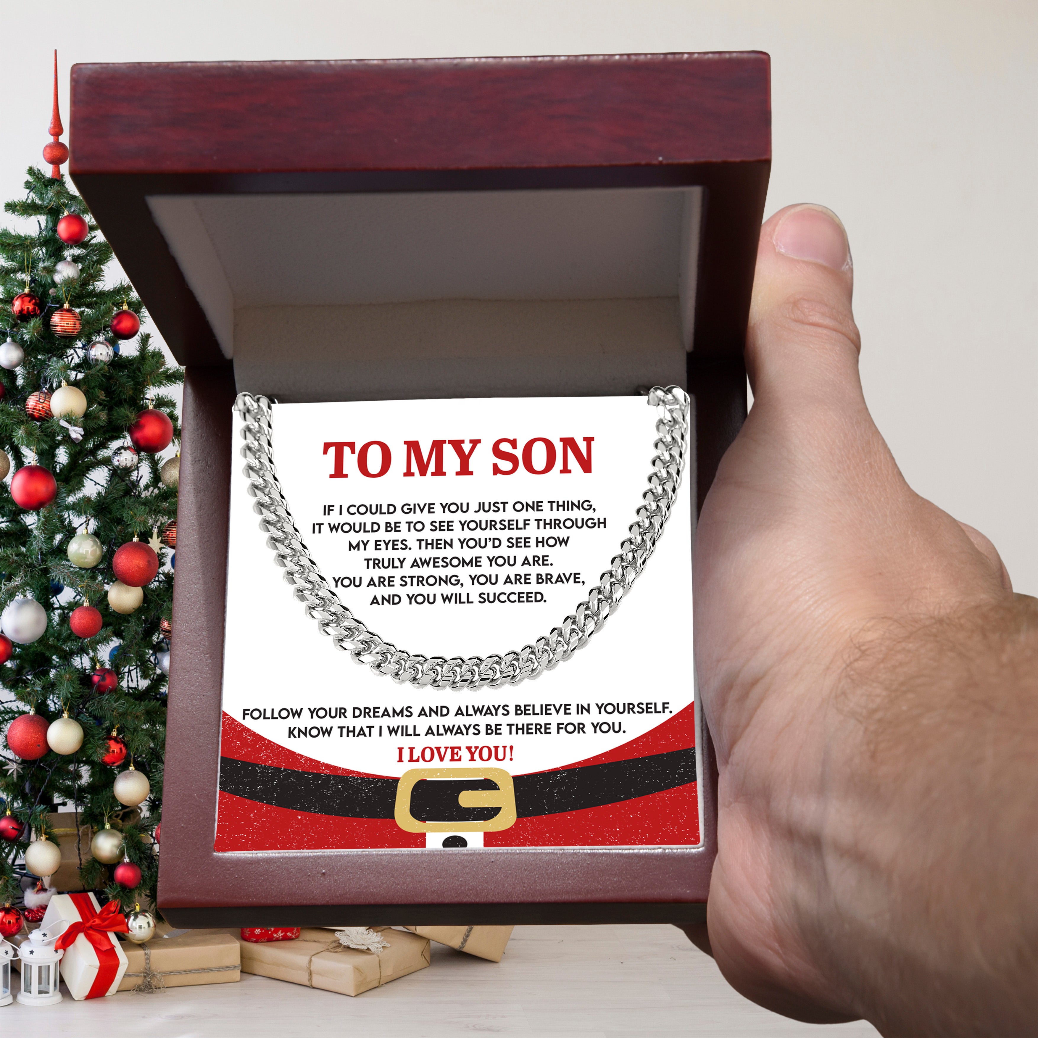 To My Son “See Yourself Through My Eyes” Christmas Message Card | Inspirational Gift for Son | Holiday Encouragement & Love Keepsake