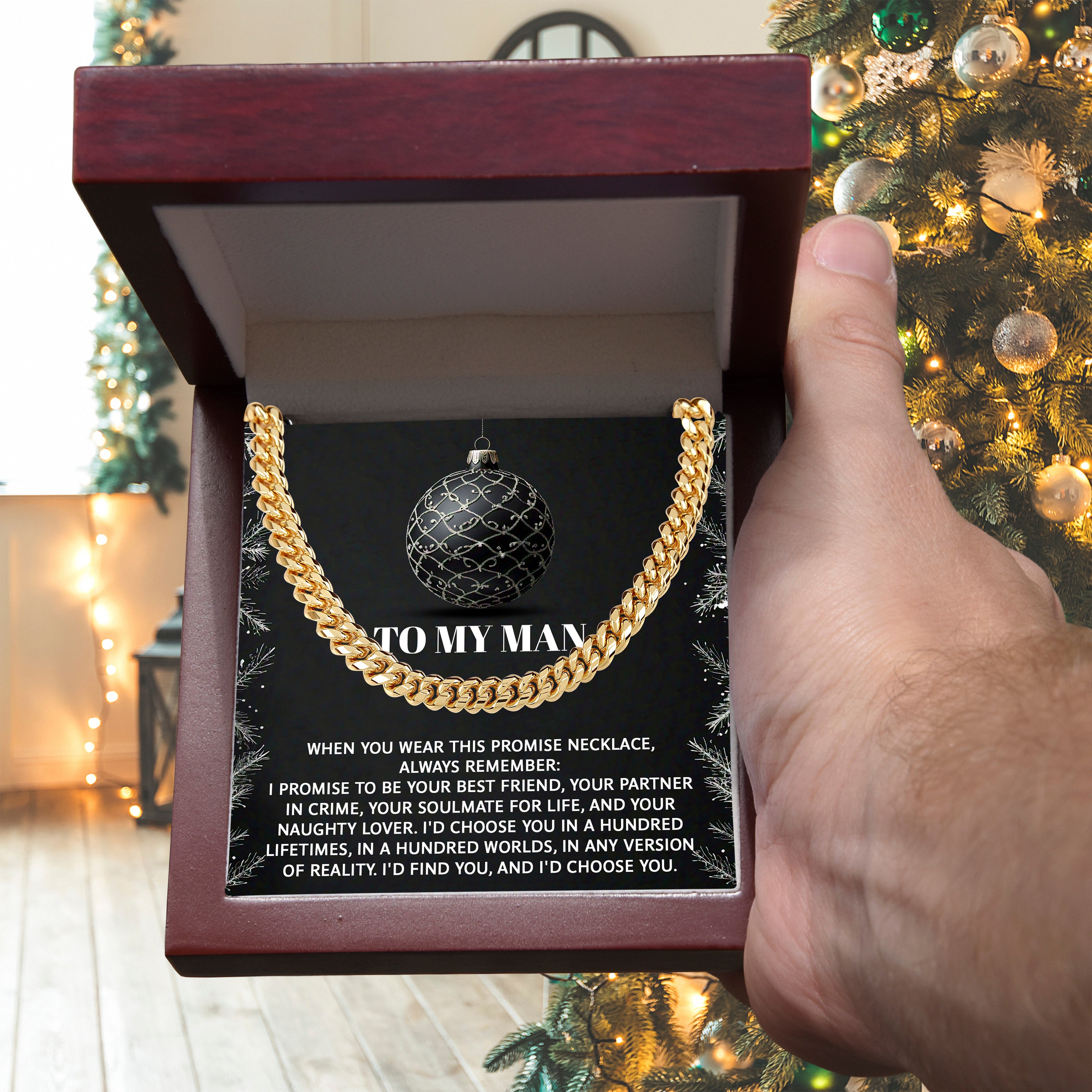 To My Man “Naughty Lover Promise” Christmas Message Card | Romantic Soulmate Gift for Husband or Boyfriend | Holiday Love Keepsake