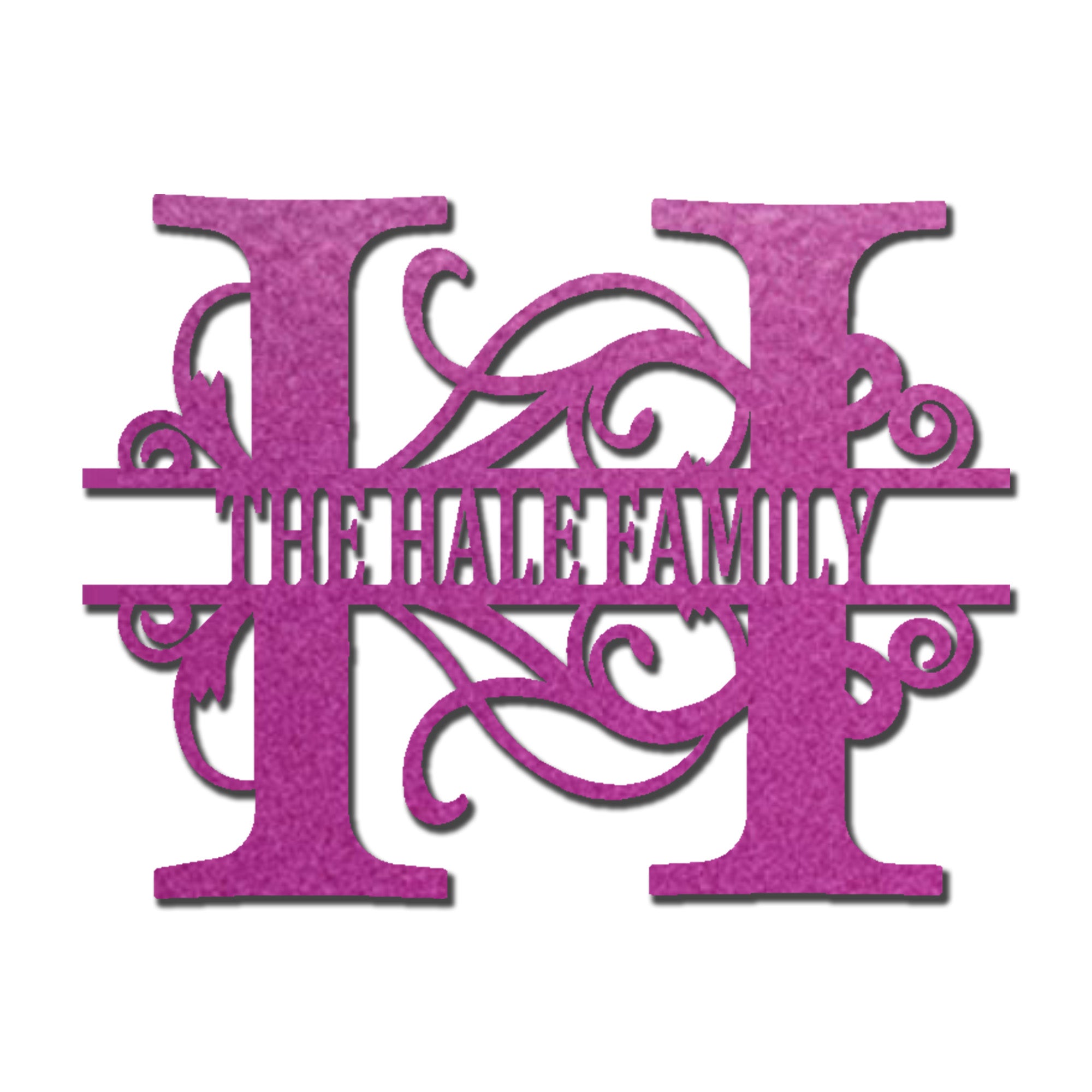Personalized Monogram Family Name Metal Wall Art – Custom Initial Family Sign – Split Letter Monogram Decor – Elegant Home Wall Decor