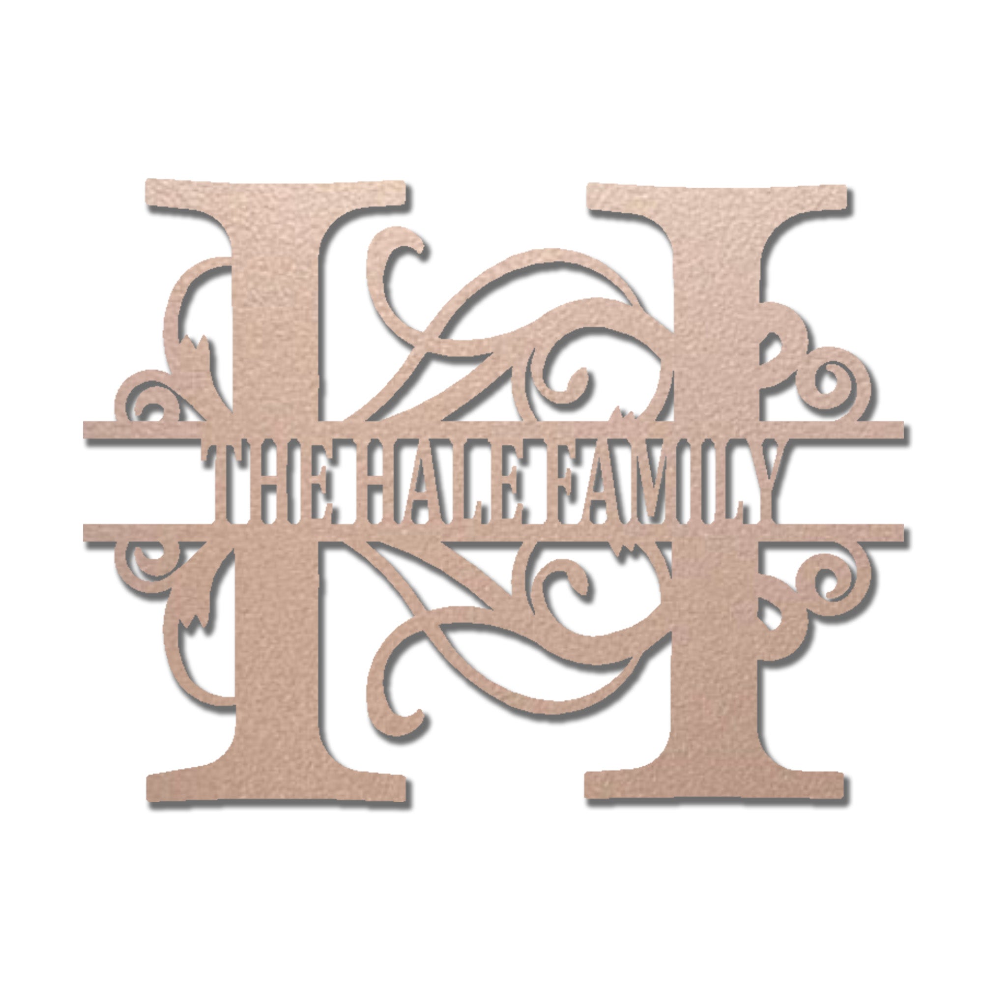 Personalized Monogram Family Name Metal Wall Art – Custom Initial Family Sign – Split Letter Monogram Decor – Elegant Home Wall Decor