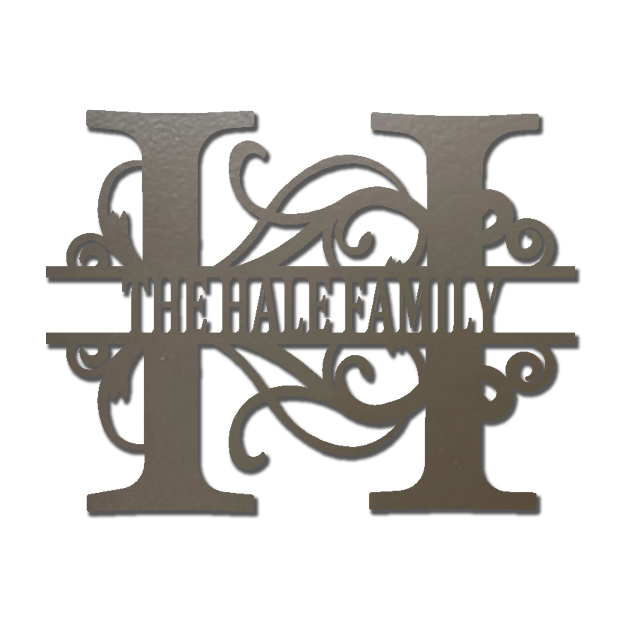 Personalized Monogram Family Name Metal Wall Art – Custom Initial Family Sign – Split Letter Monogram Decor – Elegant Home Wall Decor