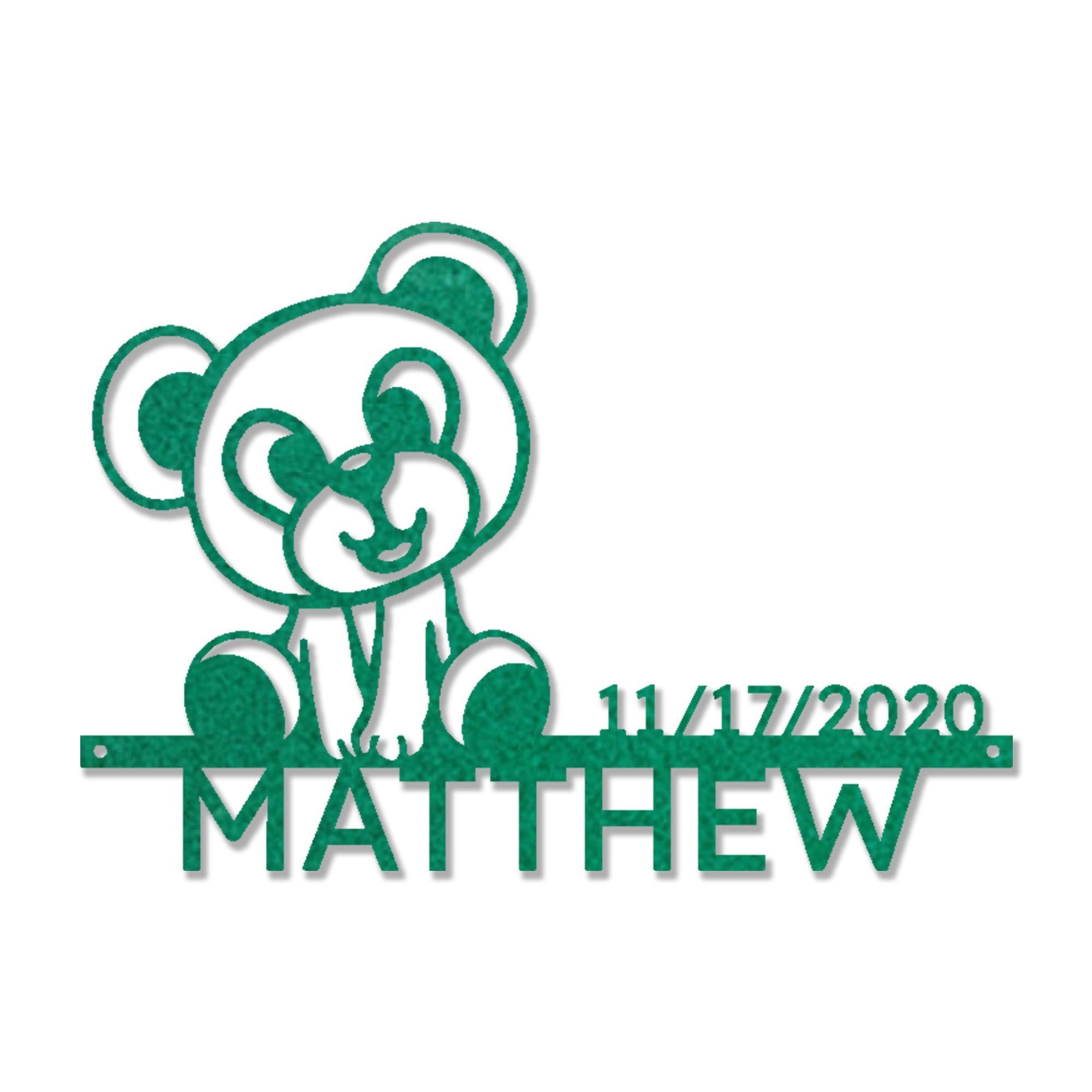 Personalized Teddy Bear Nursery Metal Wall Art – Custom Baby Name Sign with Birth Date – Nursery Decor – Baby Shower Gift