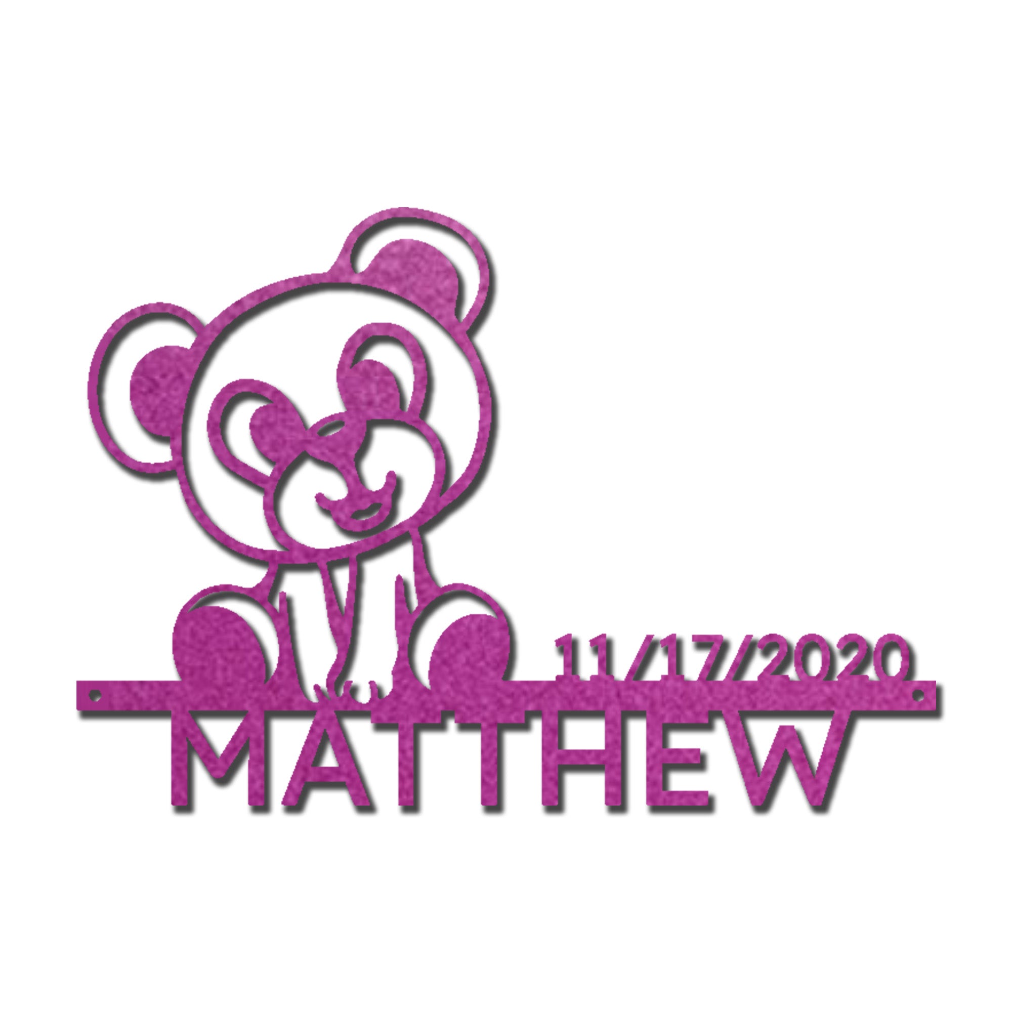 Personalized Teddy Bear Nursery Metal Wall Art – Custom Baby Name Sign with Birth Date – Nursery Decor – Baby Shower Gift