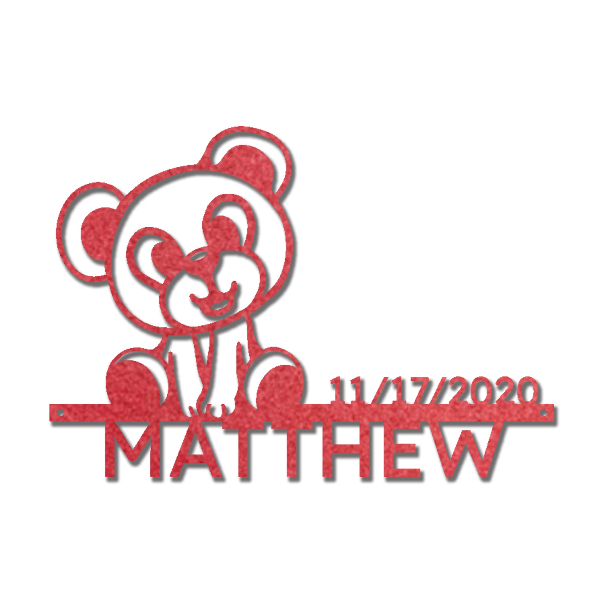 Personalized Teddy Bear Nursery Metal Wall Art – Custom Baby Name Sign with Birth Date – Nursery Decor – Baby Shower Gift