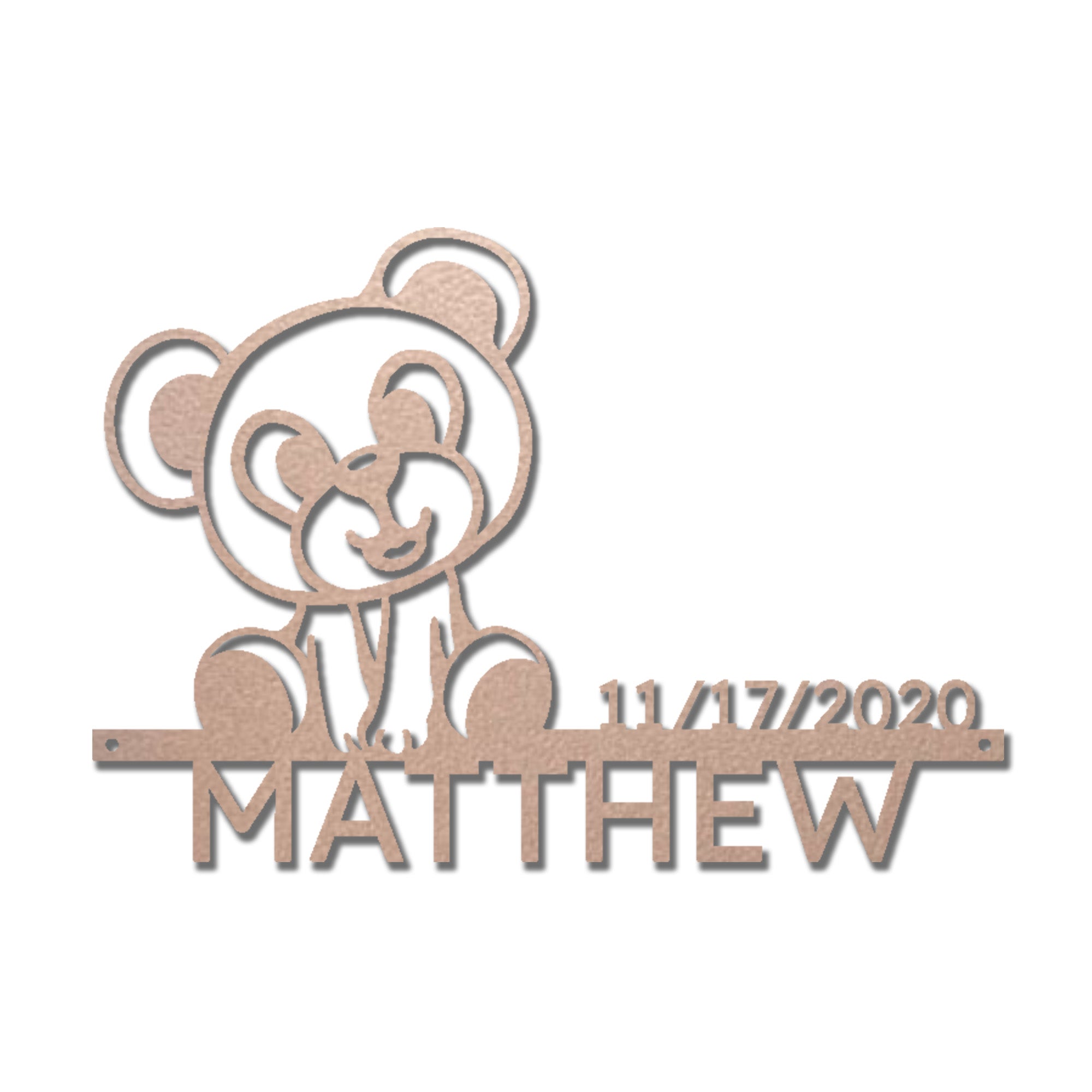 Personalized Teddy Bear Nursery Metal Wall Art – Custom Baby Name Sign with Birth Date – Nursery Decor – Baby Shower Gift