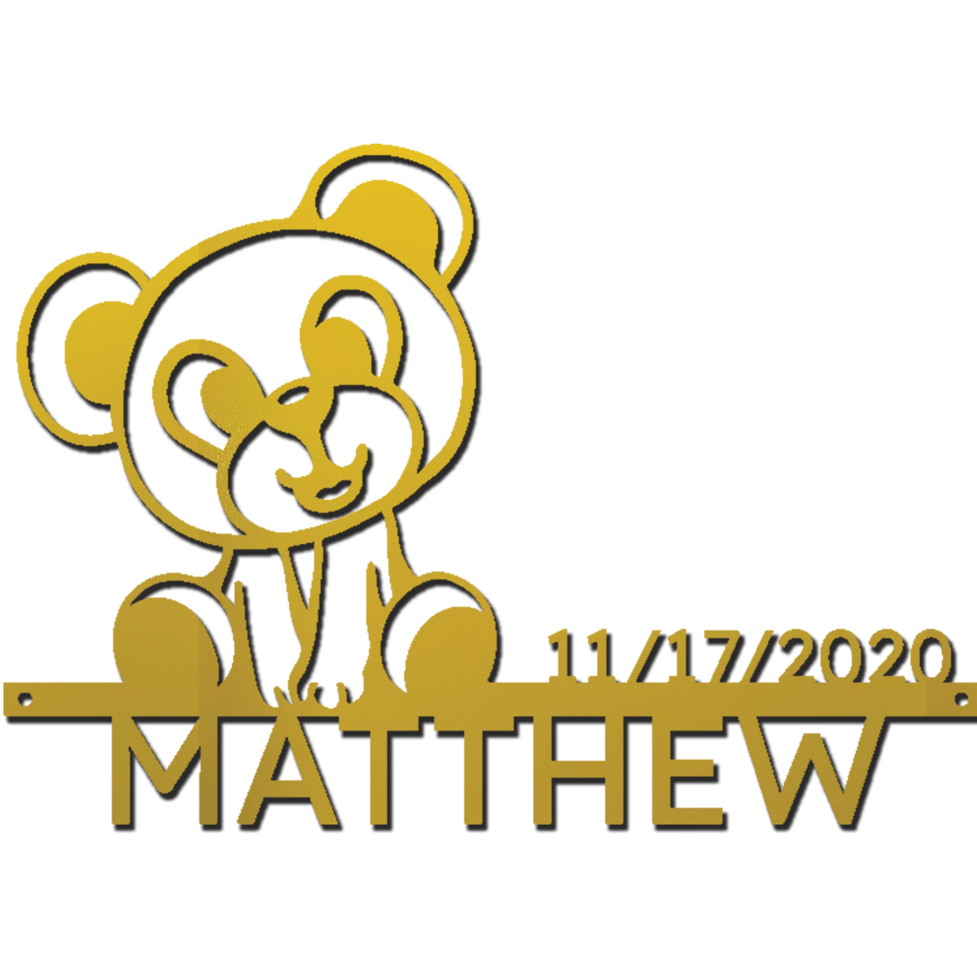 Personalized Teddy Bear Nursery Metal Wall Art – Custom Baby Name Sign with Birth Date – Nursery Decor – Baby Shower Gift