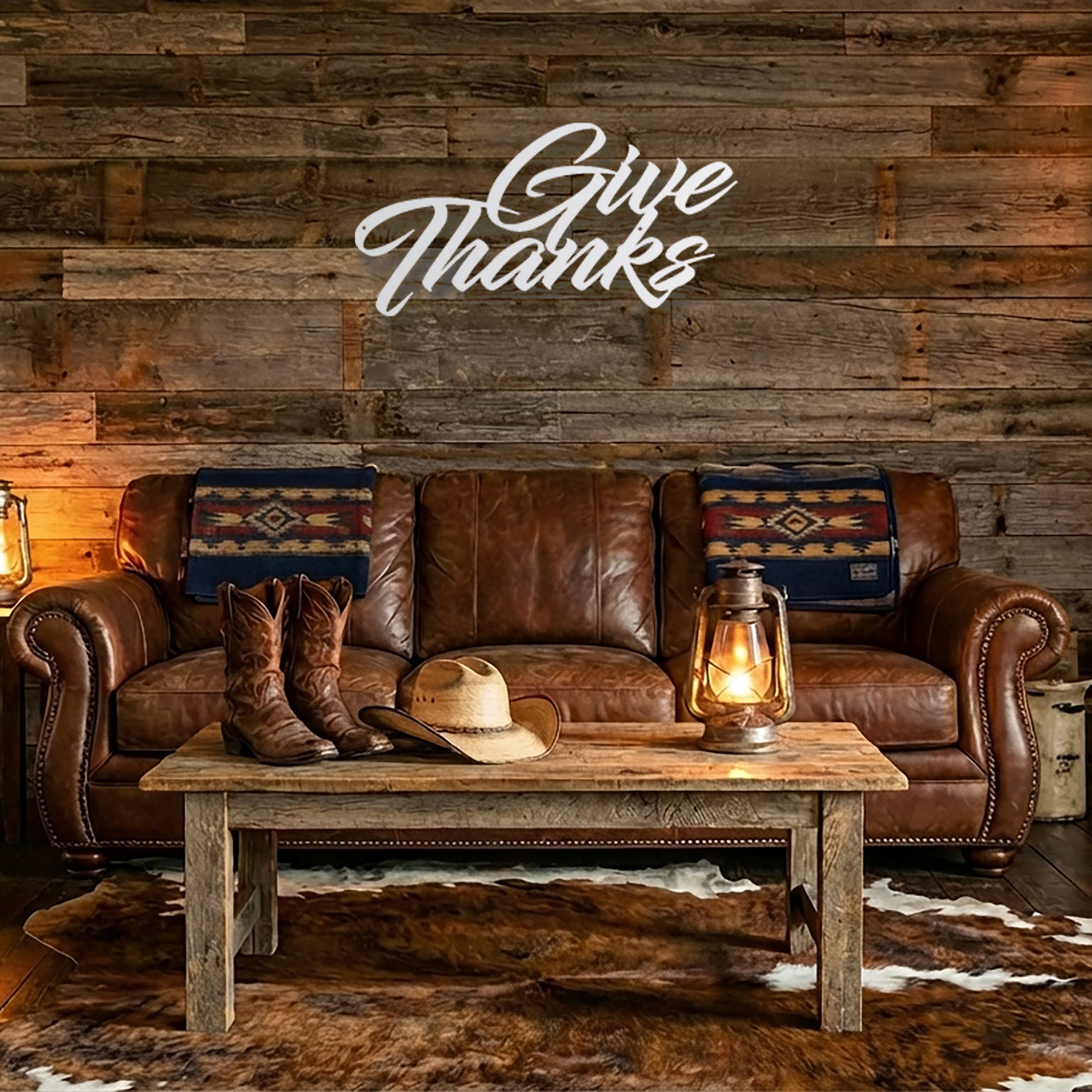 Give Thanks Metal Wall Art Sign – Christian Gratitude Decor – Inspirational Faith Steel Sign – Thanksgiving Farmhouse Wall Decor