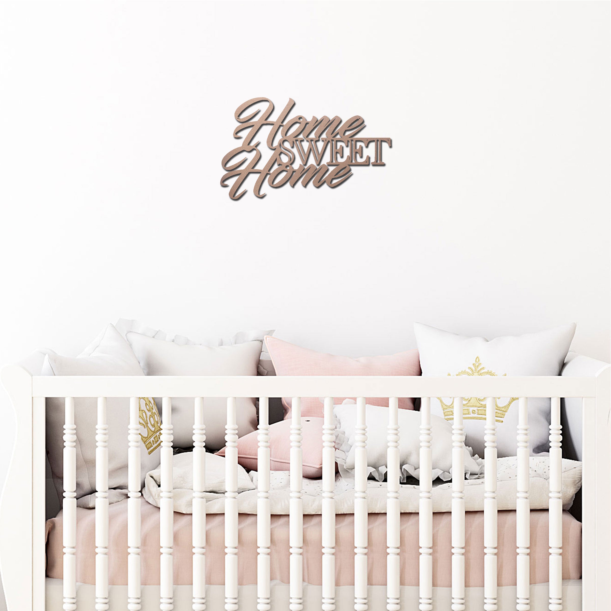 Home Sweet Home Steel Sign, Farmhouse Wall Decor, Script Metal Wall Art, Rustic Home Decor, Housewarming Gift