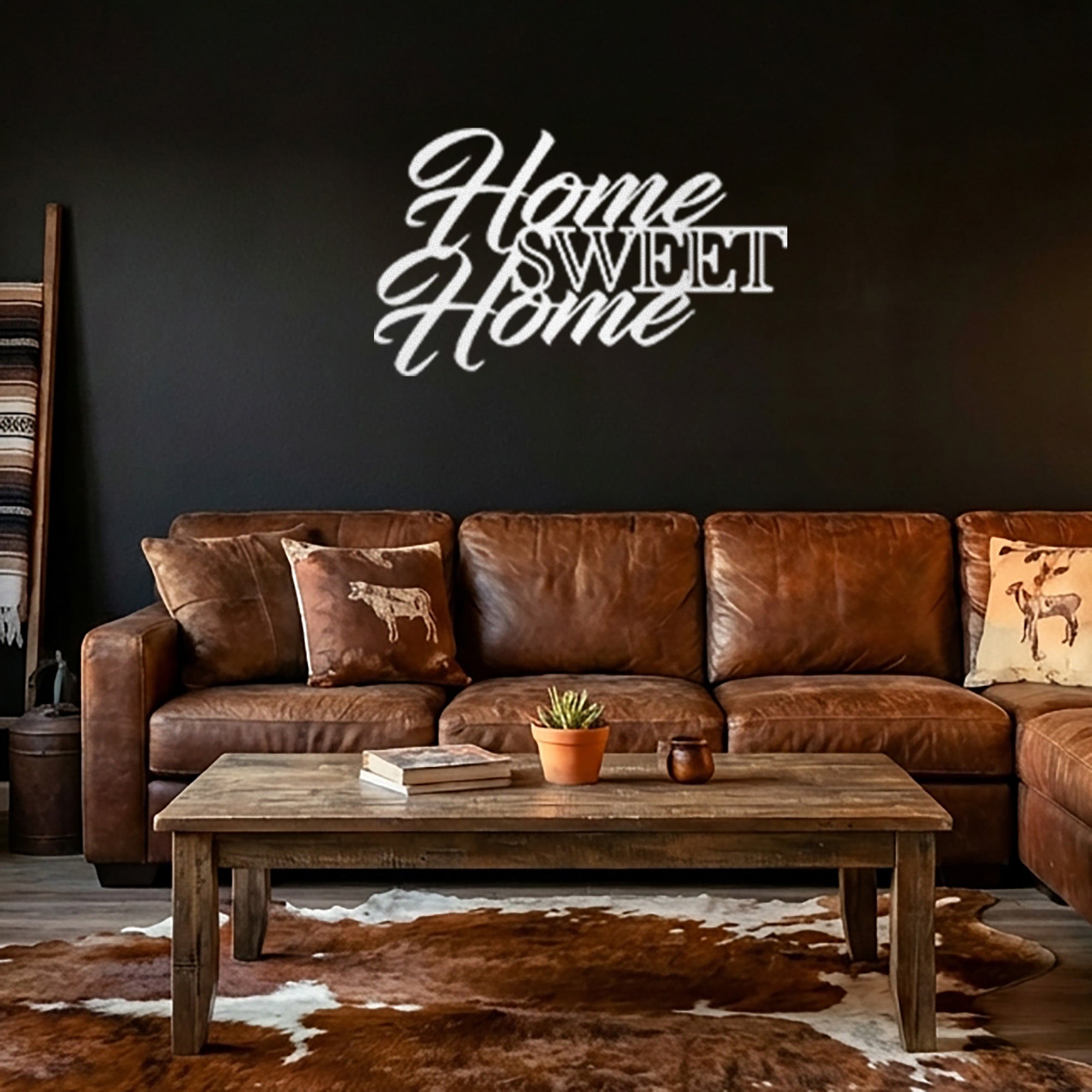 Home Sweet Home Steel Sign, Farmhouse Wall Decor, Script Metal Wall Art, Rustic Home Decor, Housewarming Gift