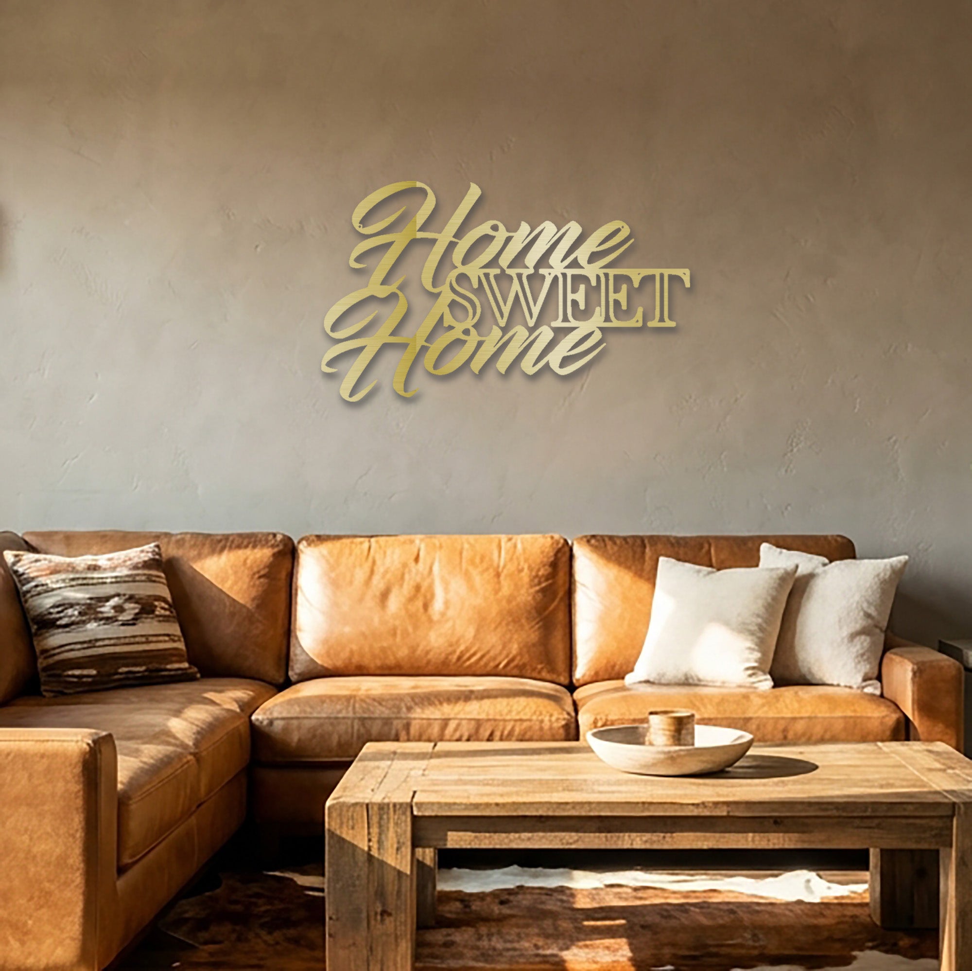 Home Sweet Home Steel Sign, Farmhouse Wall Decor, Script Metal Wall Art, Rustic Home Decor, Housewarming Gift