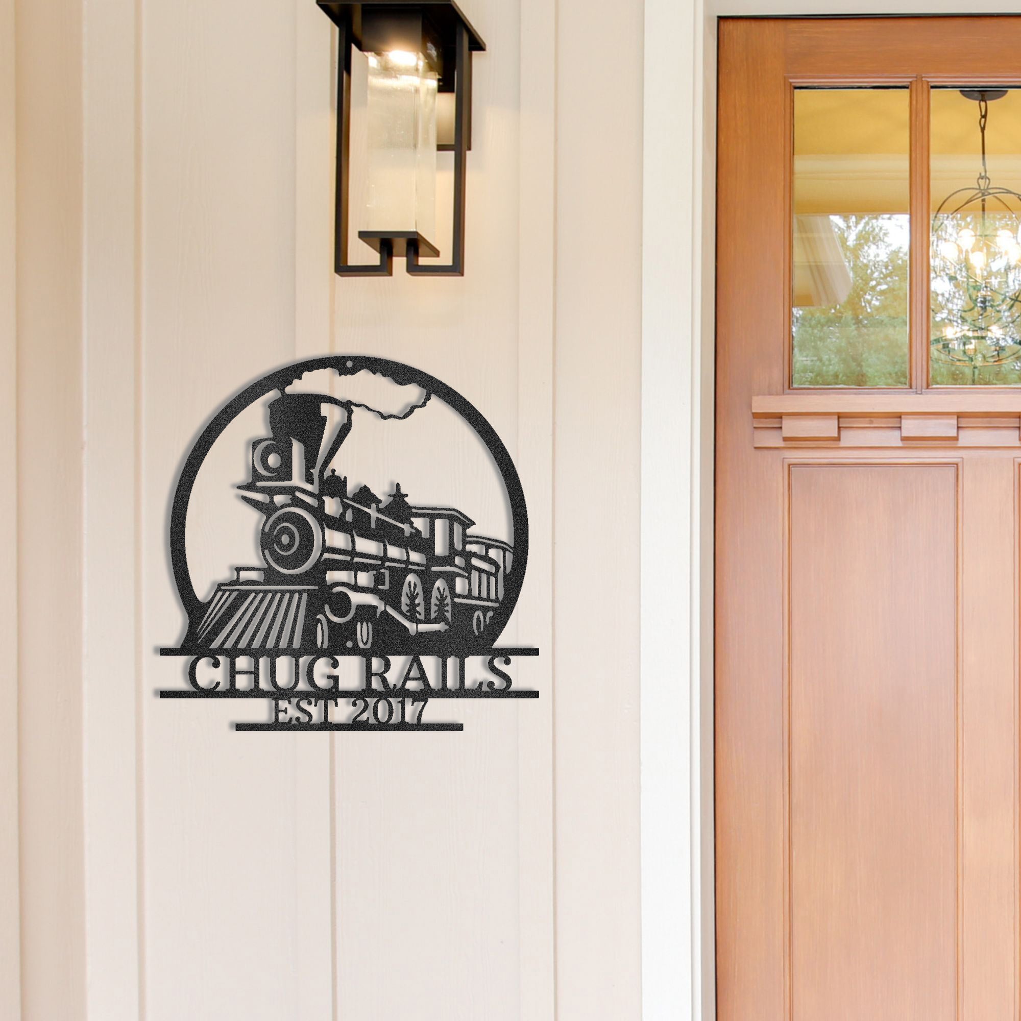 Personalized Steam Train Metal Wall Art – Custom Family Name Railroad Sign – Vintage Locomotive Wall Decor – Established Date Sign
