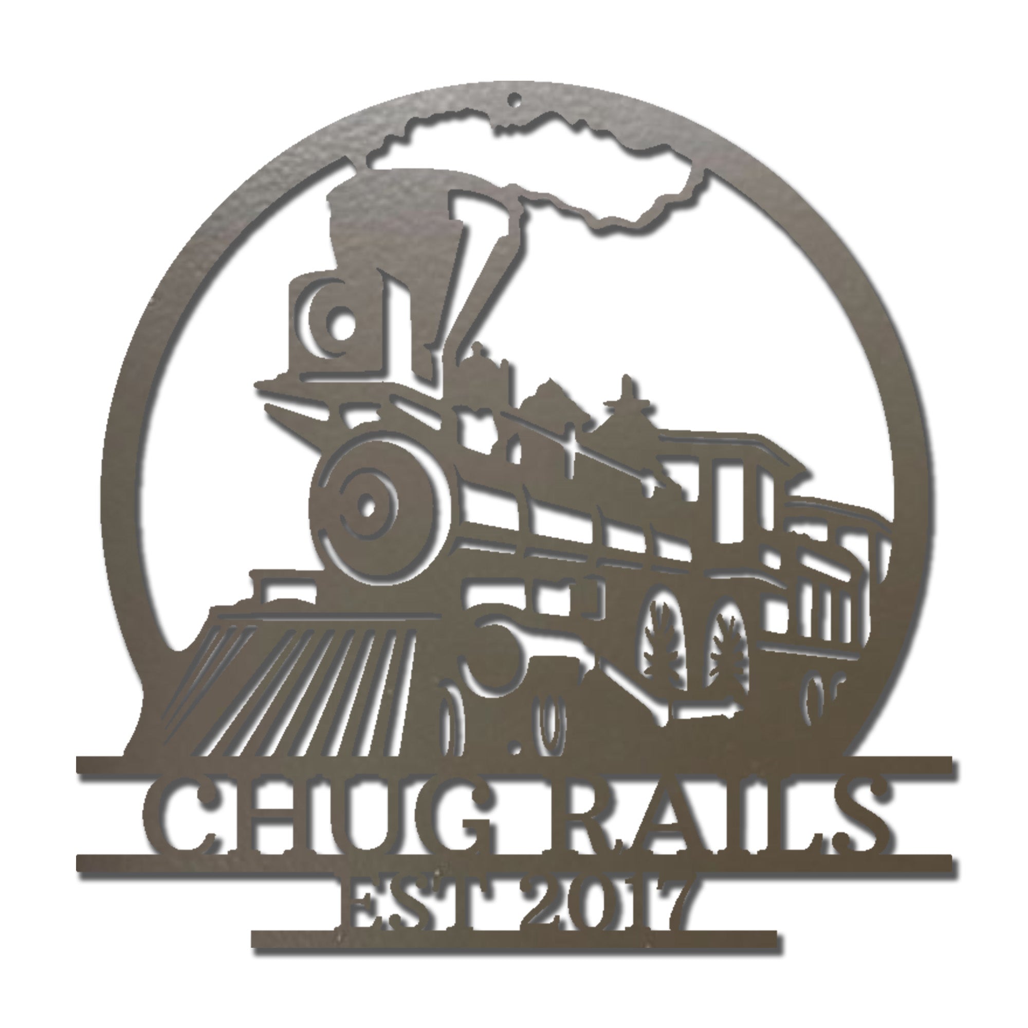 Personalized Steam Train Metal Wall Art – Custom Family Name Railroad Sign – Vintage Locomotive Wall Decor – Established Date Sign