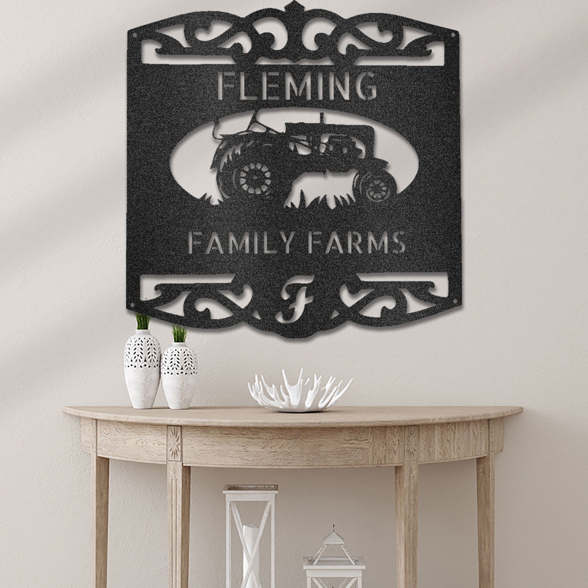Personalized Family Farm Metal Wall Art Sign Custom Farm Name Tractor Steel Sign Elegant Farmhouse Decor Outdoor Ranch Sign
