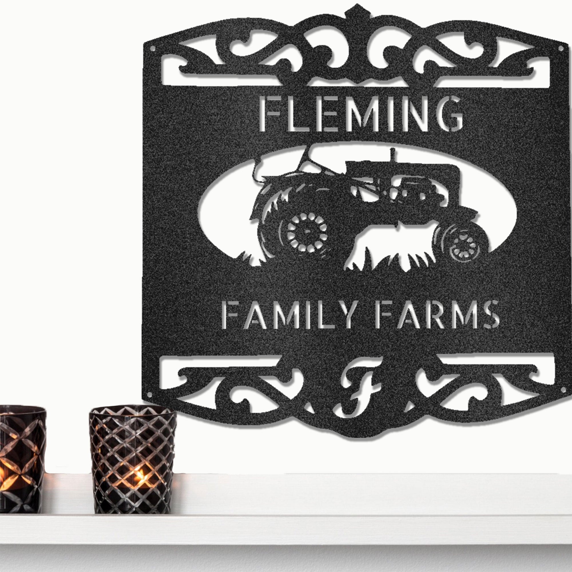 Personalized Family Farm Metal Wall Art Sign Custom Farm Name Tractor Steel Sign Elegant Farmhouse Decor Outdoor Ranch Sign