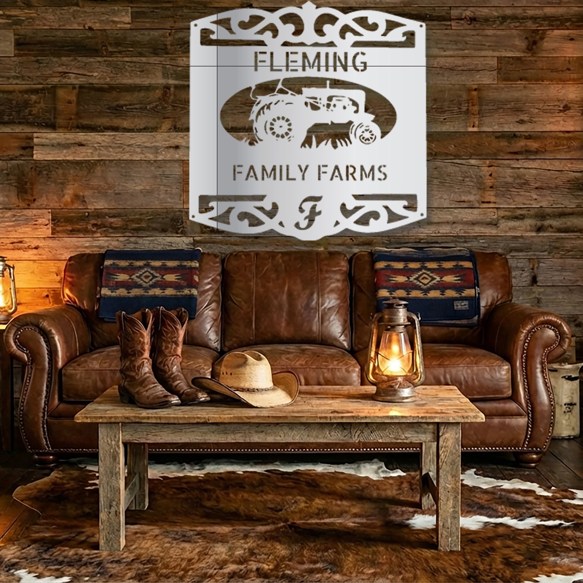Personalized Family Farm Metal Wall Art Sign Custom Farm Name Tractor Steel Sign Elegant Farmhouse Decor Outdoor Ranch Sign