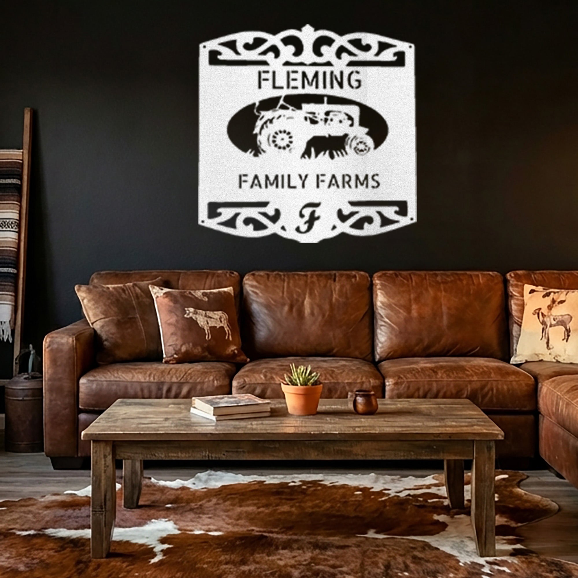 Personalized Family Farm Metal Wall Art Sign Custom Farm Name Tractor Steel Sign Elegant Farmhouse Decor Outdoor Ranch Sign