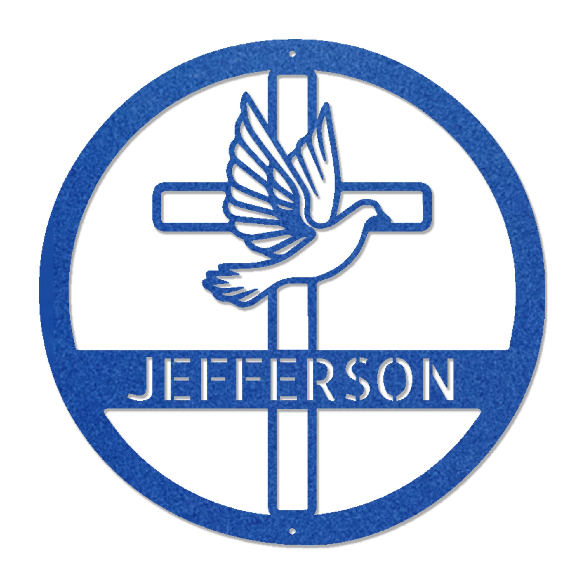 Personalized Christian Cross & Dove Metal Wall Art – Custom Family Name Faith Sign – Laser Cut Steel Religious Home Decor