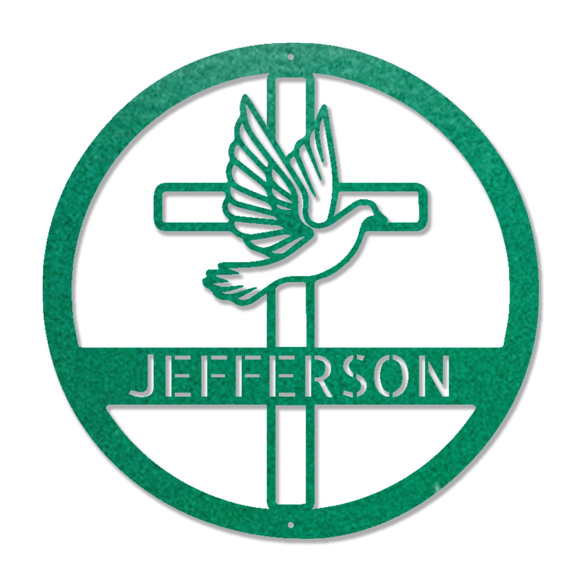Personalized Christian Cross & Dove Metal Wall Art – Custom Family Name Faith Sign – Laser Cut Steel Religious Home Decor