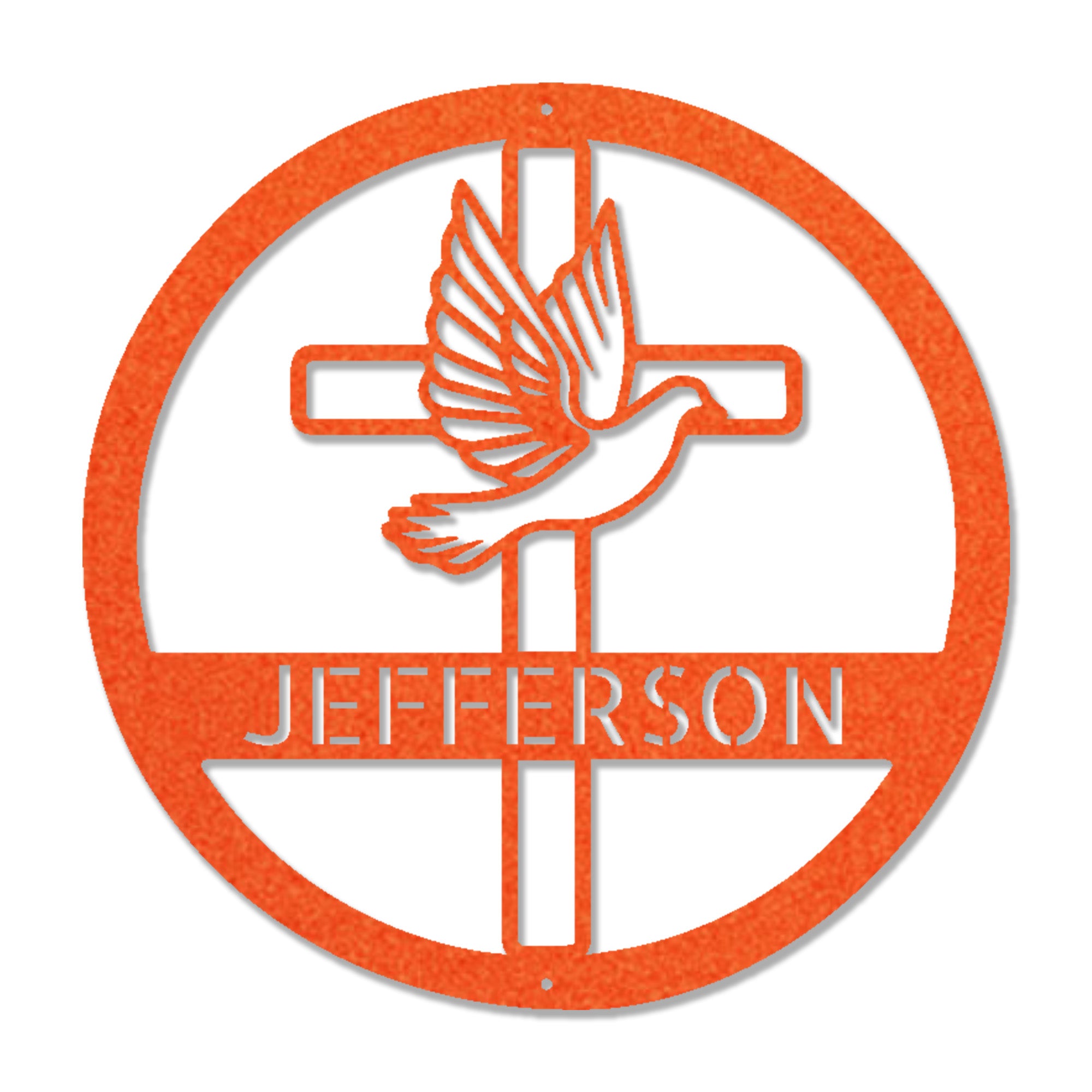 Personalized Christian Cross & Dove Metal Wall Art – Custom Family Name Faith Sign – Laser Cut Steel Religious Home Decor