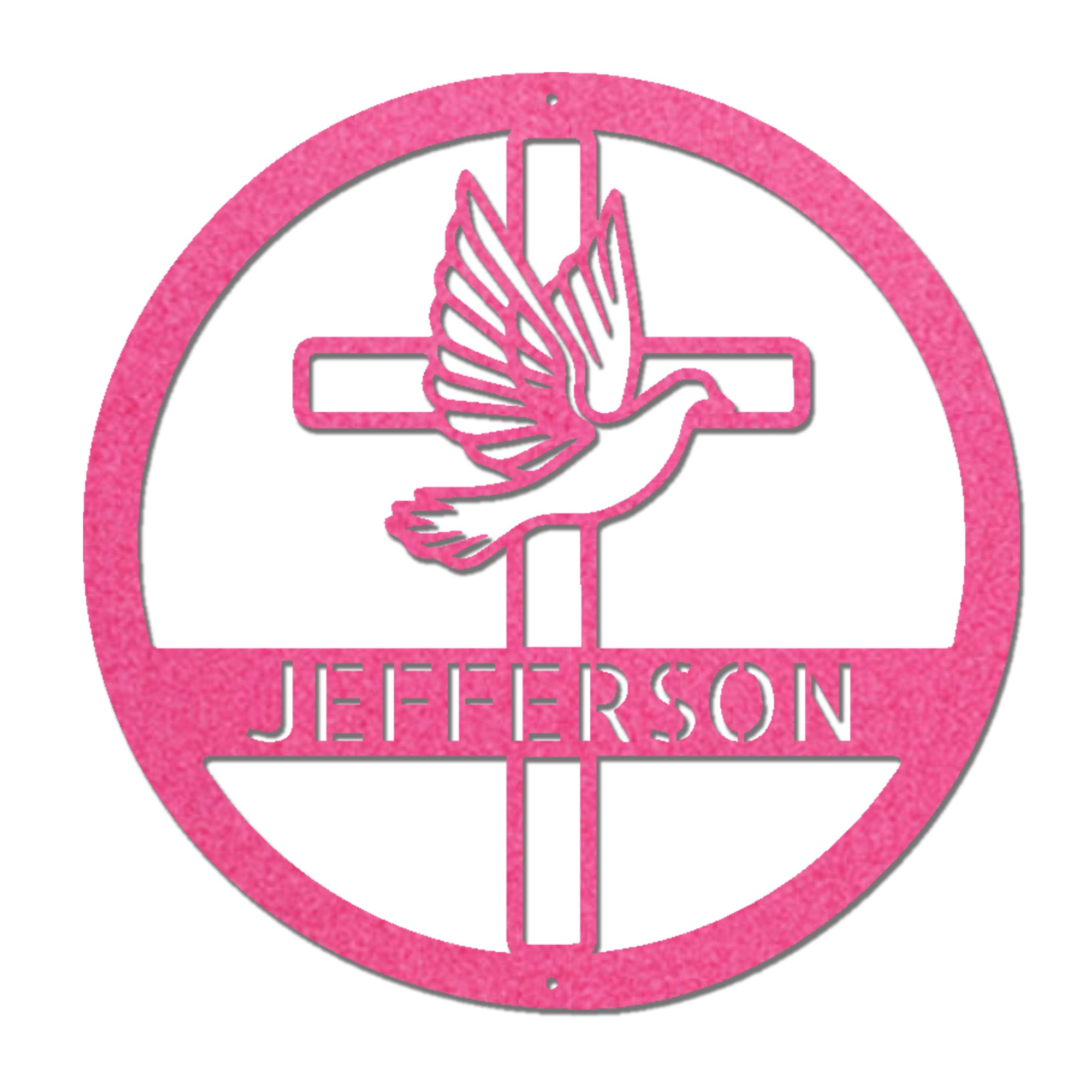 Personalized Christian Cross & Dove Metal Wall Art – Custom Family Name Faith Sign – Laser Cut Steel Religious Home Decor