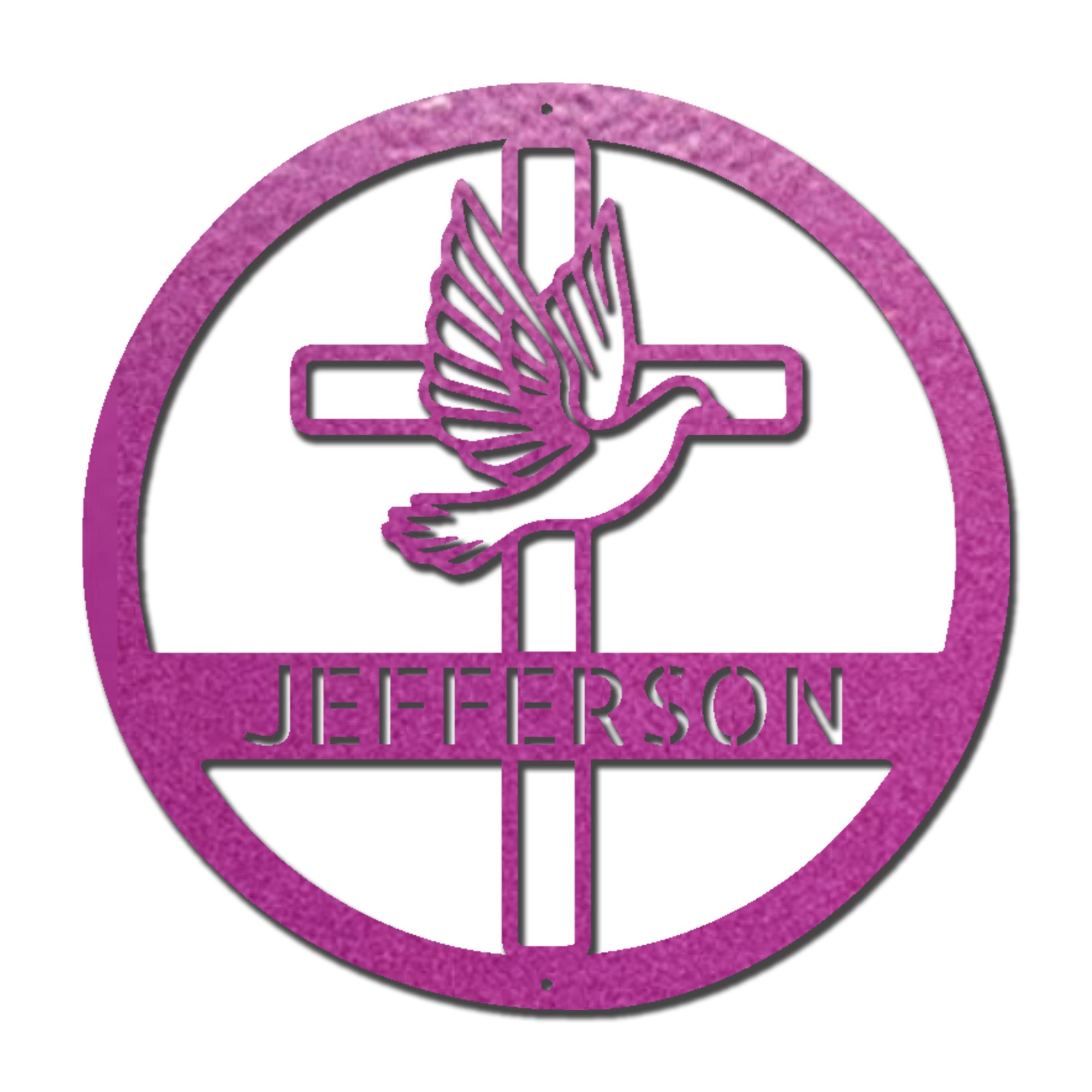Personalized Christian Cross & Dove Metal Wall Art – Custom Family Name Faith Sign – Laser Cut Steel Religious Home Decor