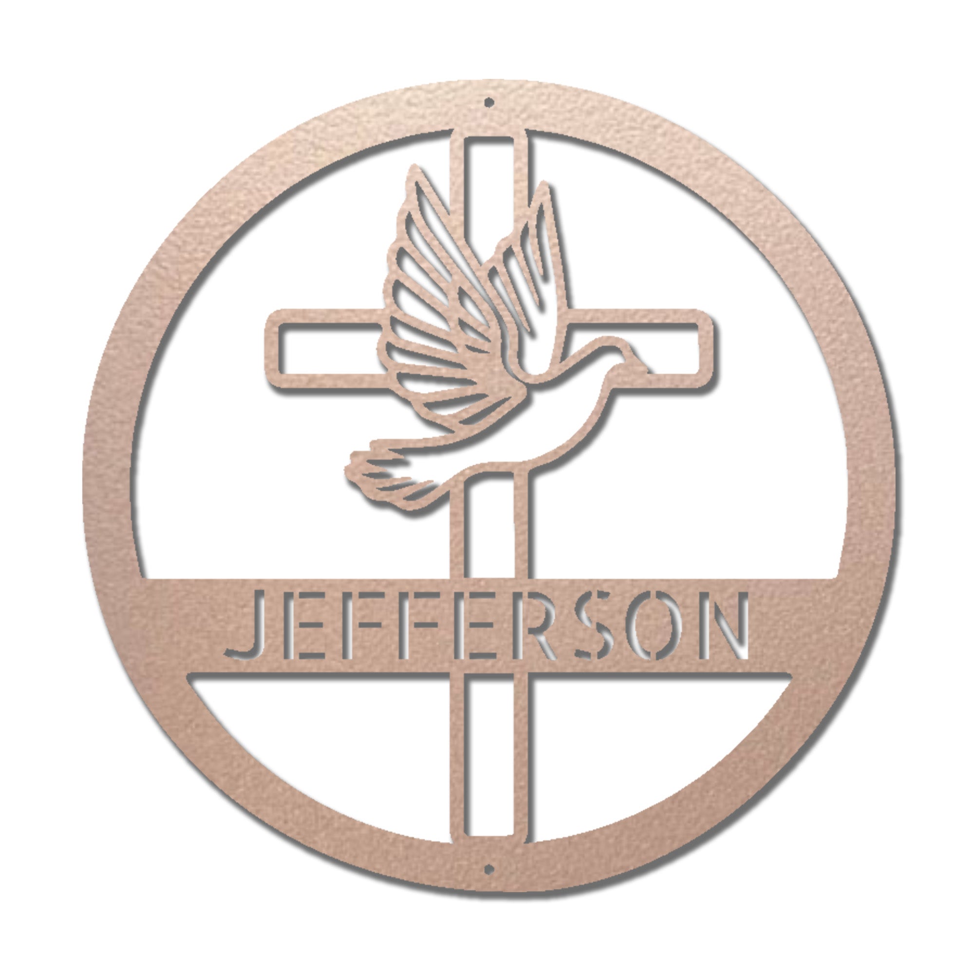 Personalized Christian Cross & Dove Metal Wall Art – Custom Family Name Faith Sign – Laser Cut Steel Religious Home Decor
