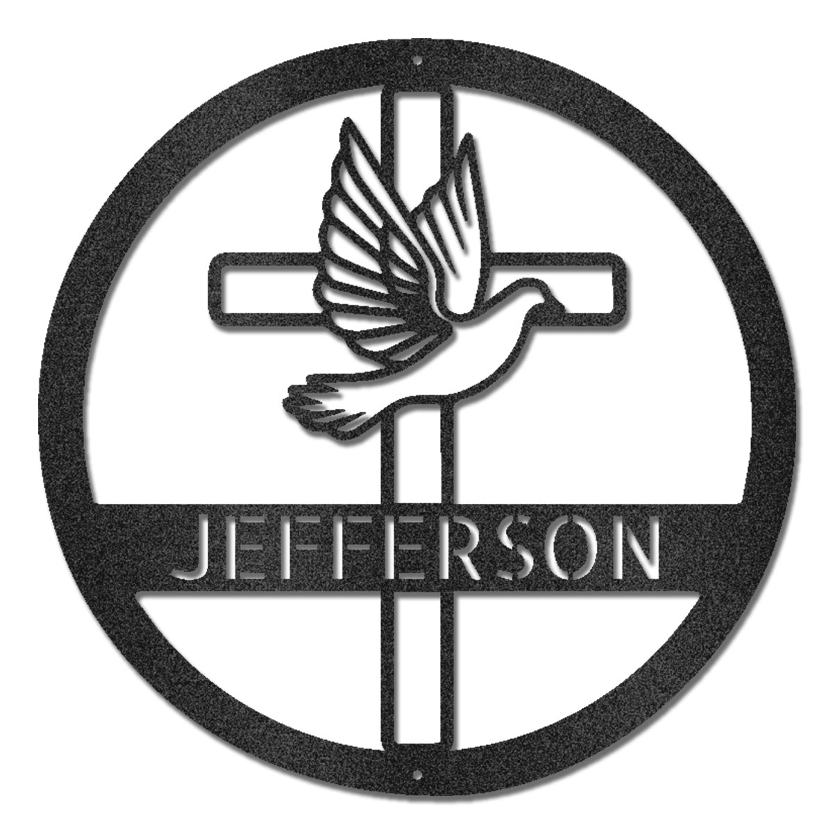 Personalized Christian Cross & Dove Metal Wall Art – Custom Family Name Faith Sign – Laser Cut Steel Religious Home Decor