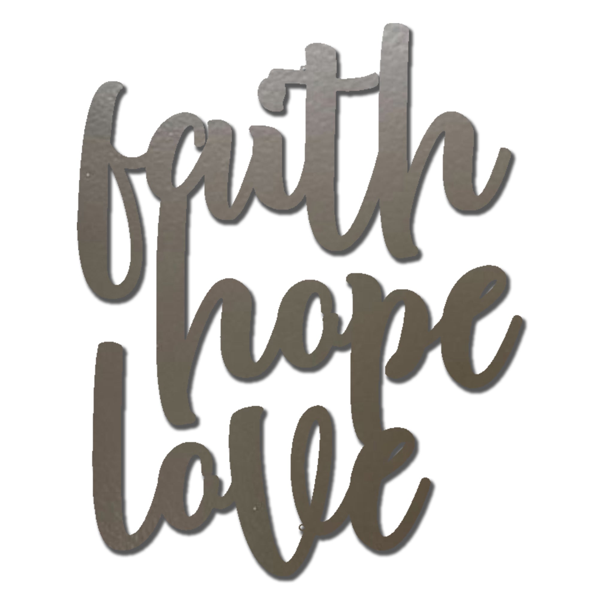 Faith Hope Love Metal Wall Art – Christian Inspirational Word Decor – Scripture Inspired Faith Wall Decor – Religious Home Decoration