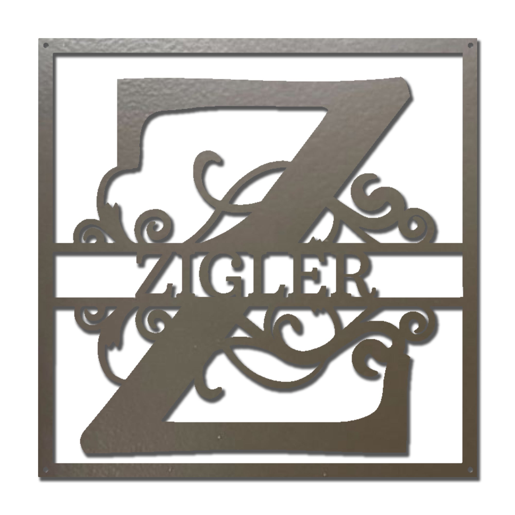 Personalized Framed Monogram Metal Wall Art – Custom Family Name Sign – Square Metal Wall Decor – Farmhouse Last Name Steel Sign