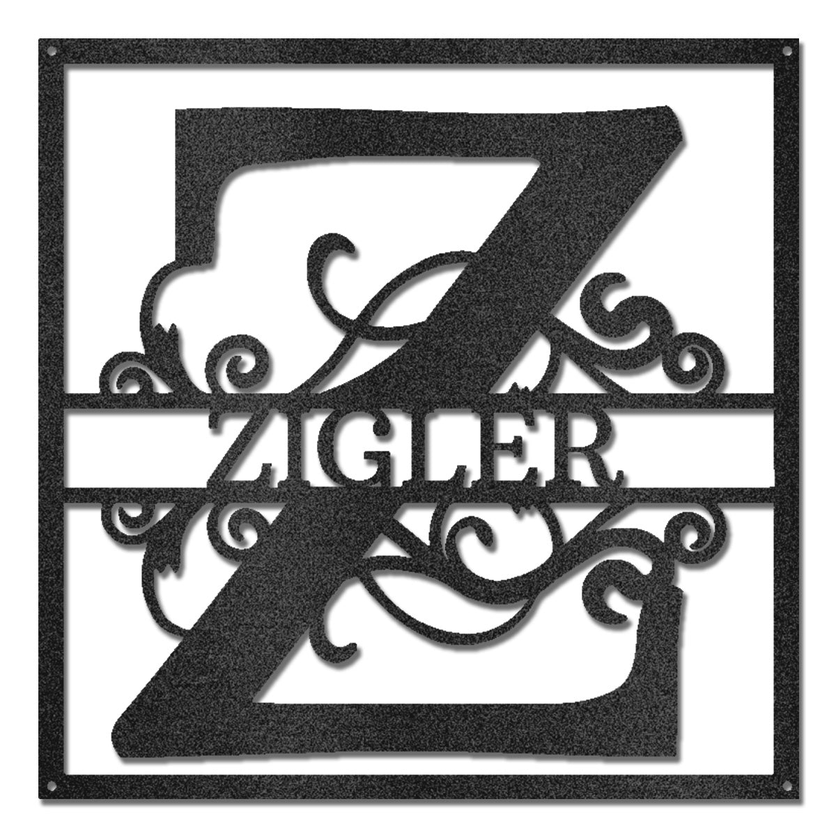 Personalized Framed Monogram Metal Wall Art – Custom Family Name Sign – Square Metal Wall Decor – Farmhouse Last Name Steel Sign