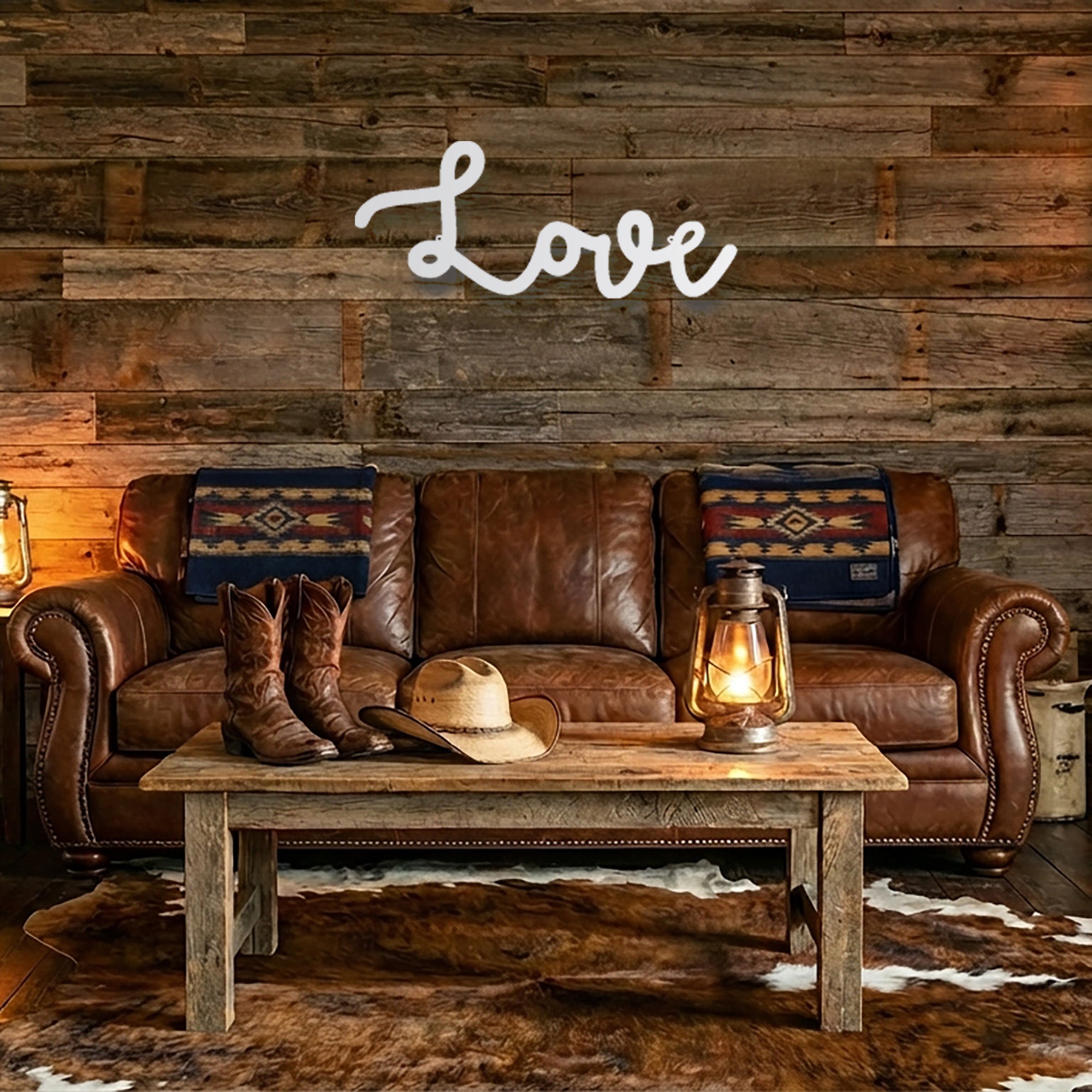 Love Metal Wall Art Sign – Inspirational Script Word Decor – Romantic Home Wall Decor – Farmhouse Love Wall Decoration