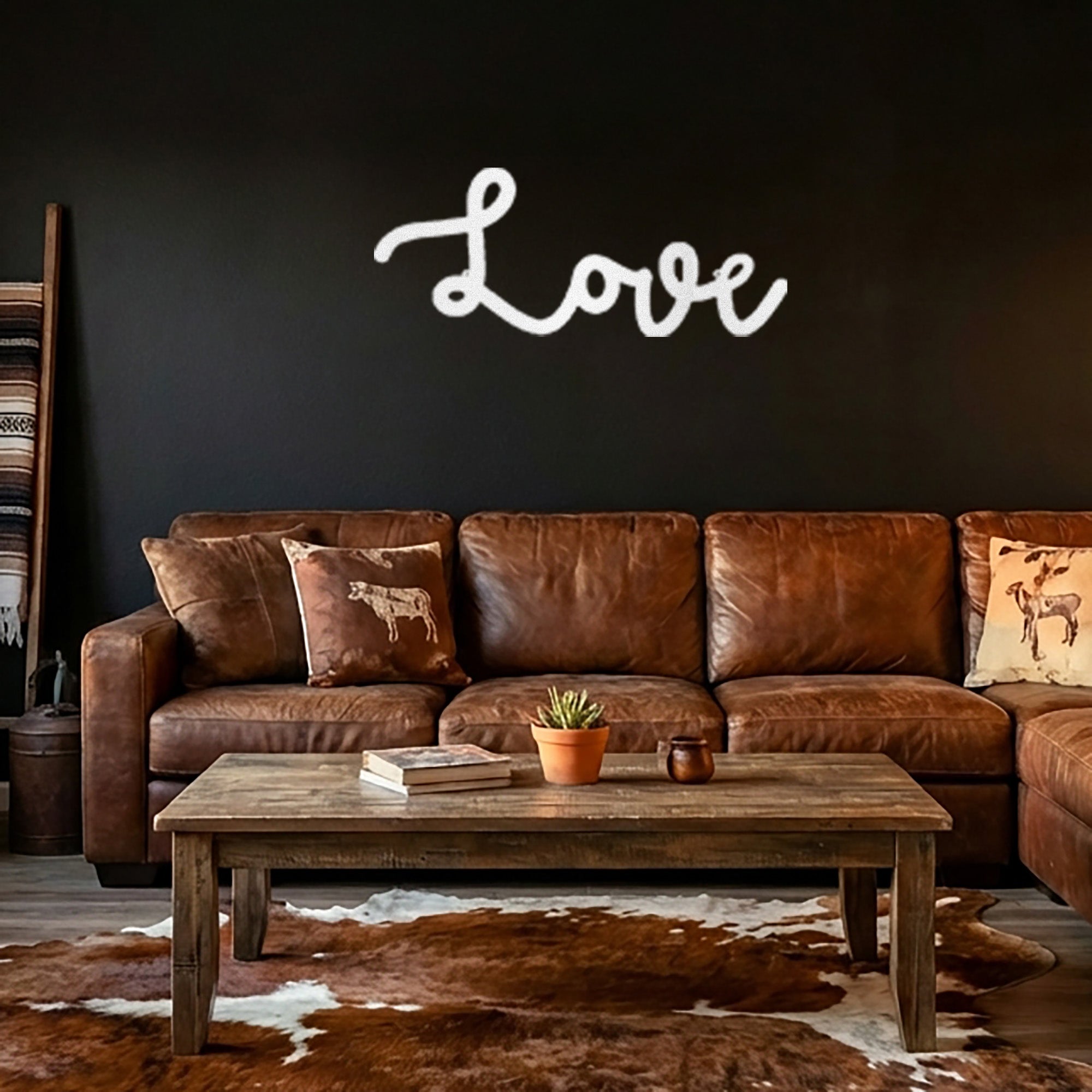 Love Metal Wall Art Sign – Inspirational Script Word Decor – Romantic Home Wall Decor – Farmhouse Love Wall Decoration