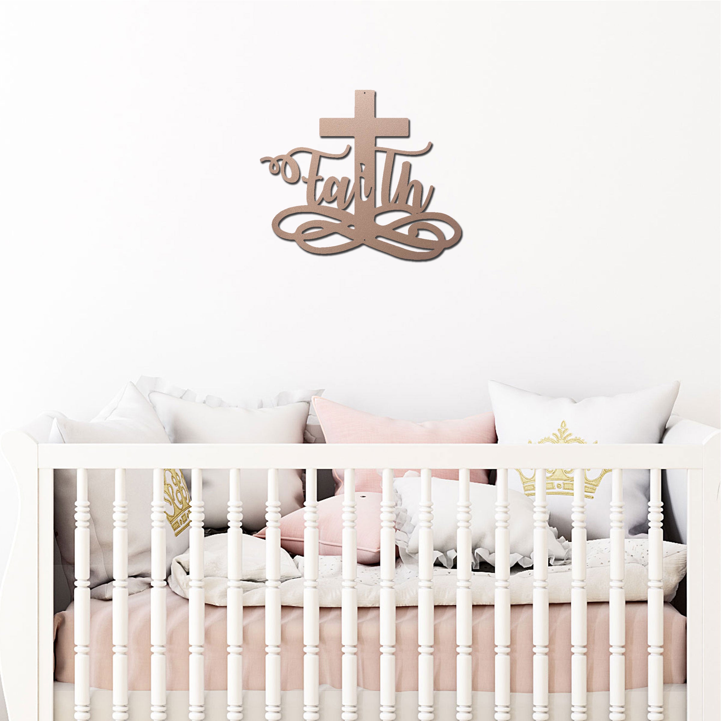 Faith Cross Metal Wall Art – Christian Decor – Inspirational Faith Steel Cross Sign – Religious Home Decor