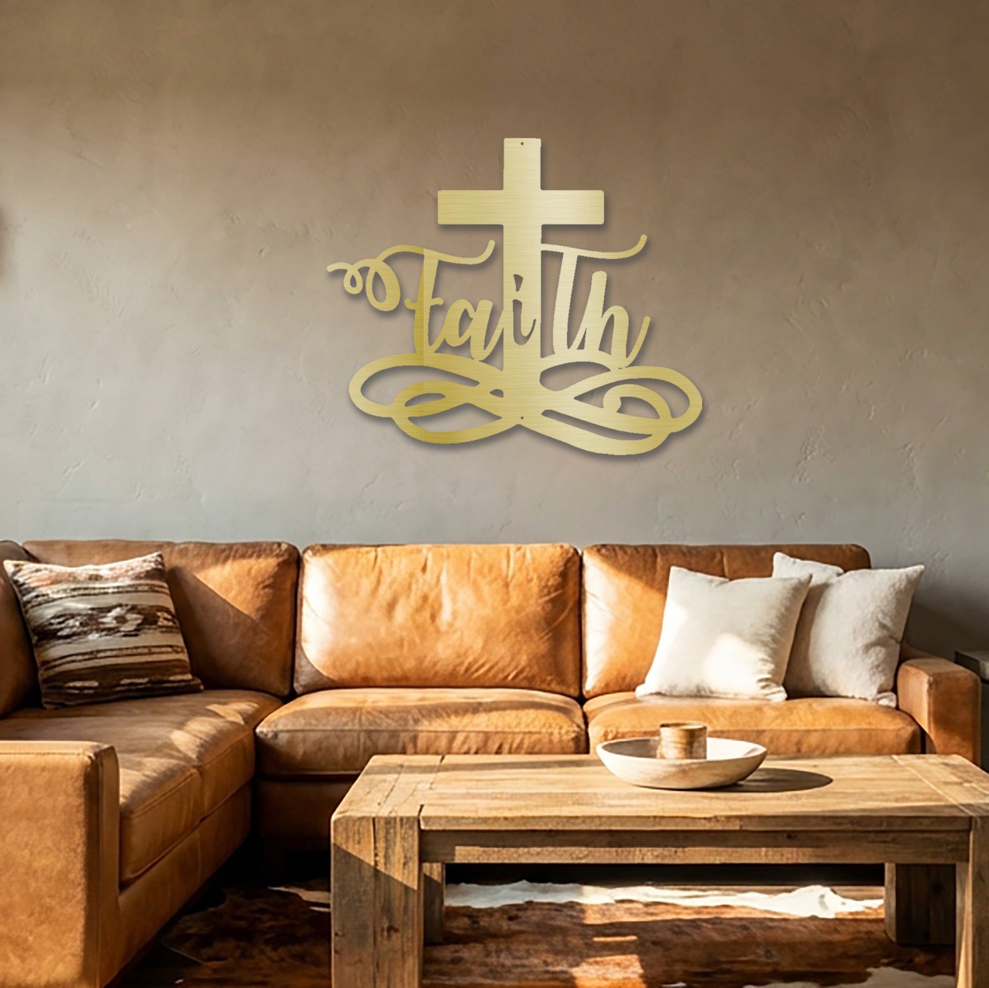 Faith Cross Metal Wall Art – Christian Decor – Inspirational Faith Steel Cross Sign – Religious Home Decor