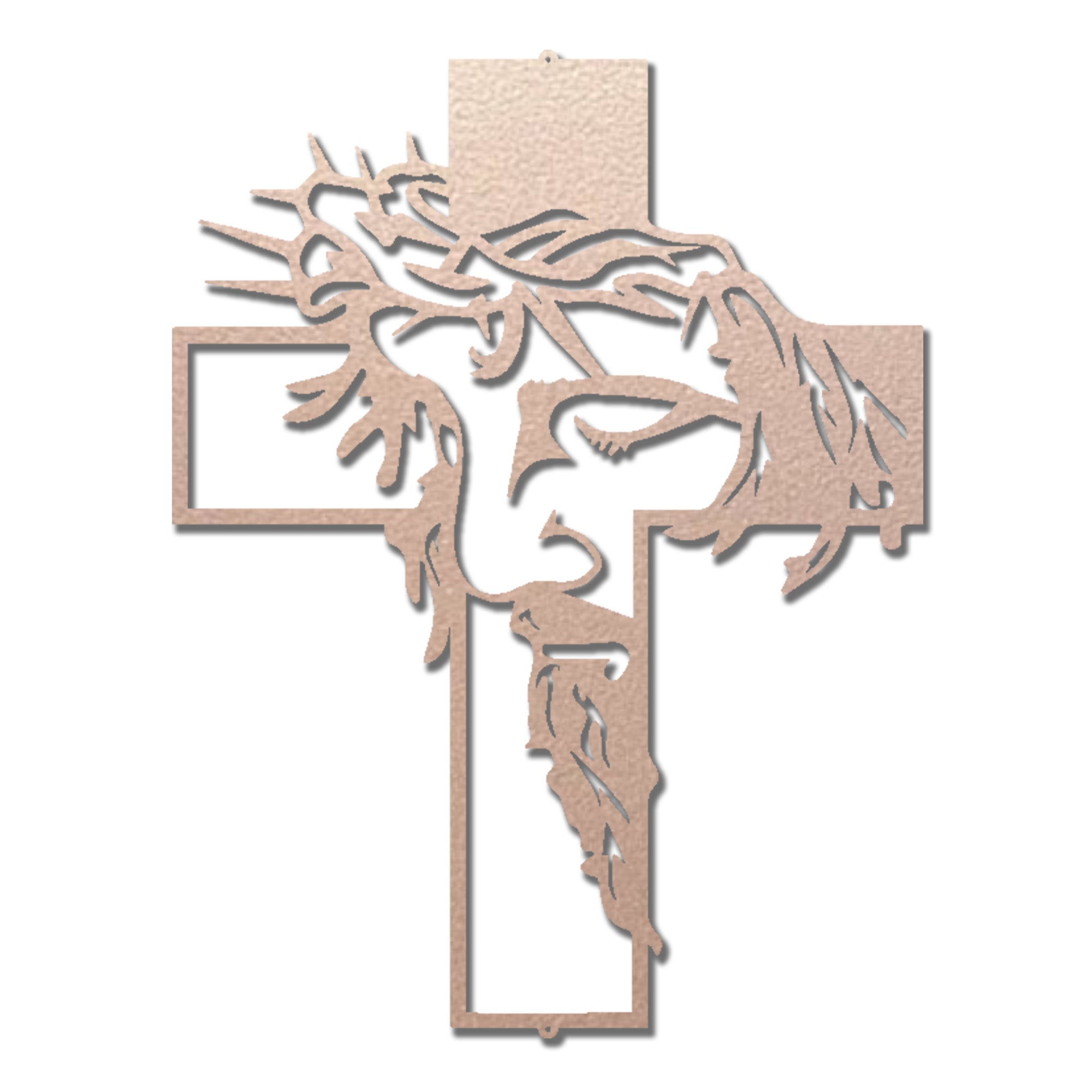 Jesus Cross Metal Wall Art – Crown of Thorns Christian Wall Decor – Inspirational Faith Steel Cross Sign – Religious Home Decor