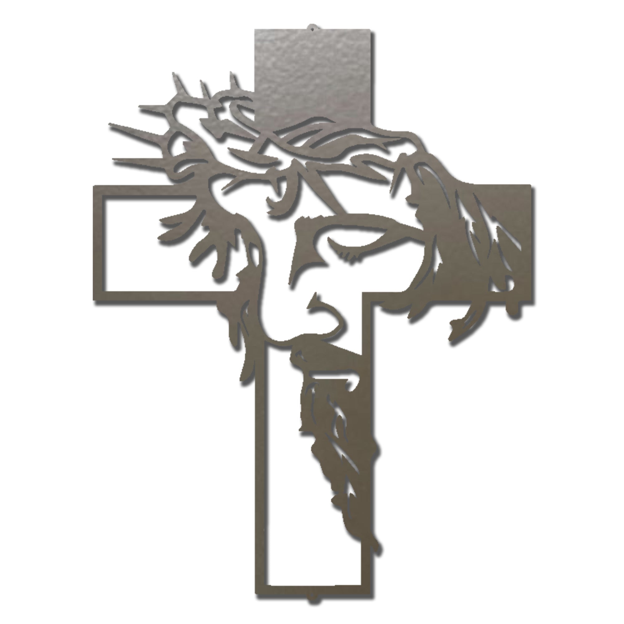 Jesus Cross Metal Wall Art – Crown of Thorns Christian Wall Decor – Inspirational Faith Steel Cross Sign – Religious Home Decor