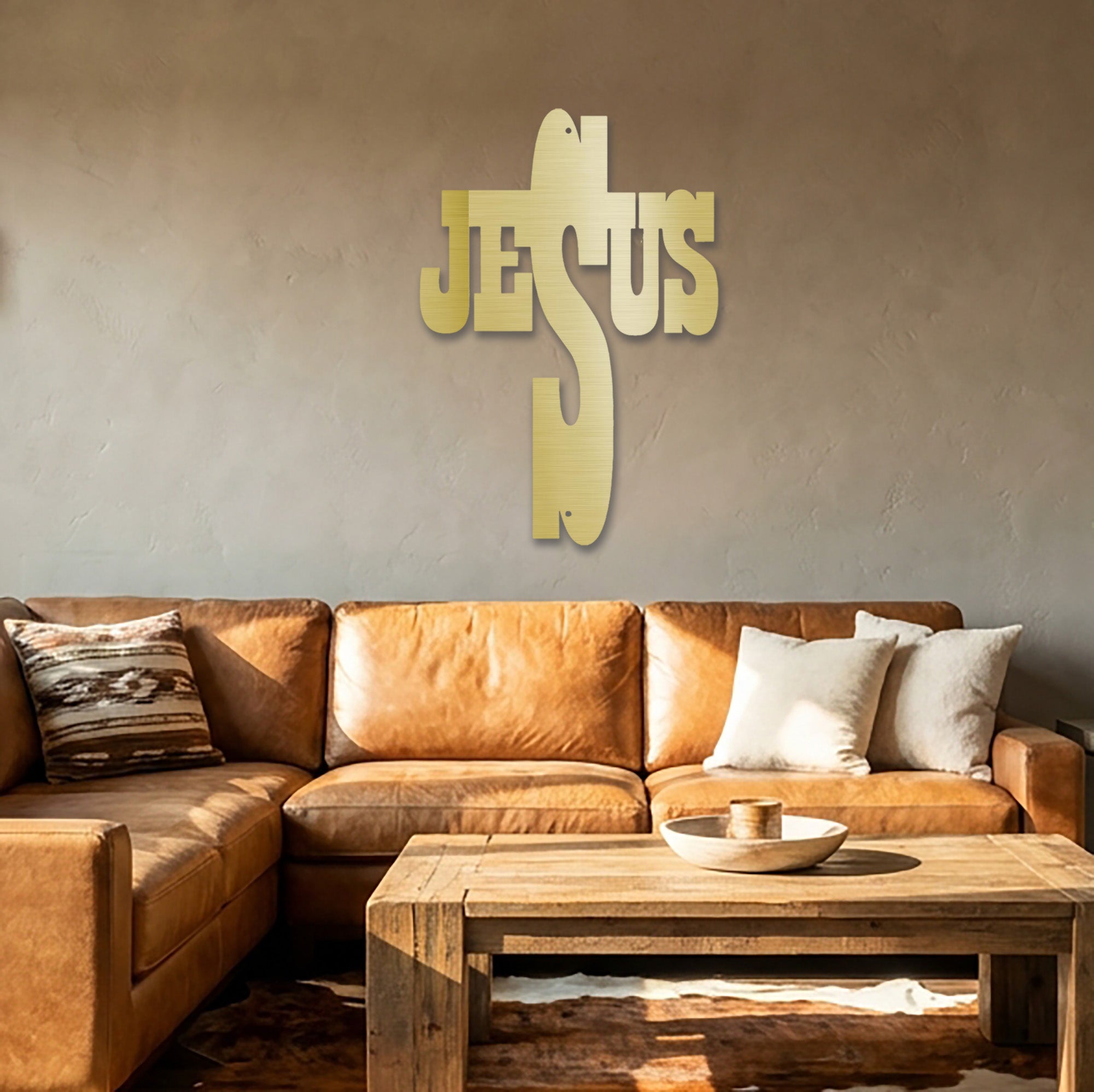 Jesus Cross Metal Wall Art – Christian Steel Cross Sign – Inspirational Faith Decor – Religious Wall Decor