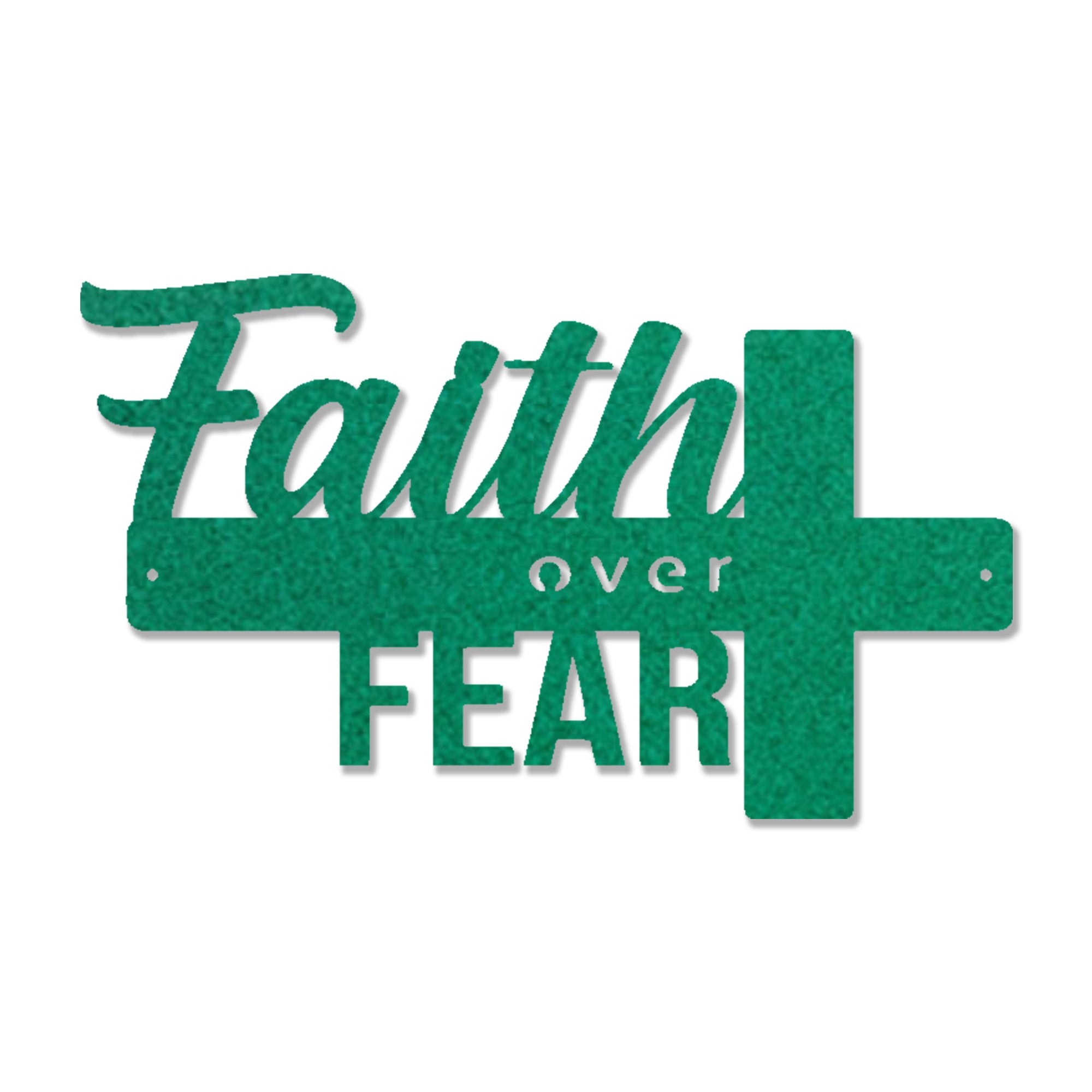 Faith Over Fear Cross Metal Wall Art – Christian Inspirational Wall Decor – Faith Cross Metal Sign – Religious Home Decoration